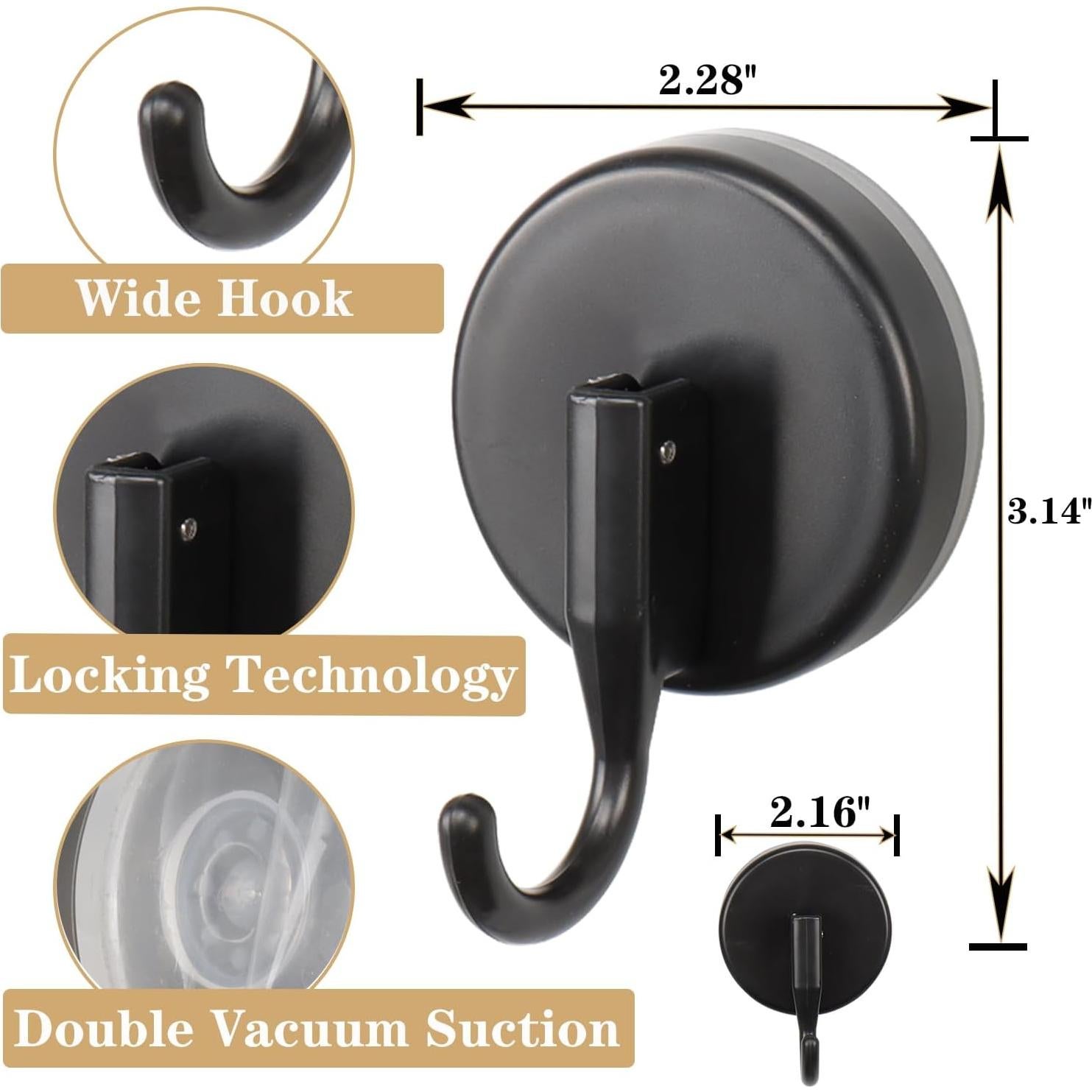 Gancho de Ventosa Removible Vanloory - Paquete de 3, 8.16kg