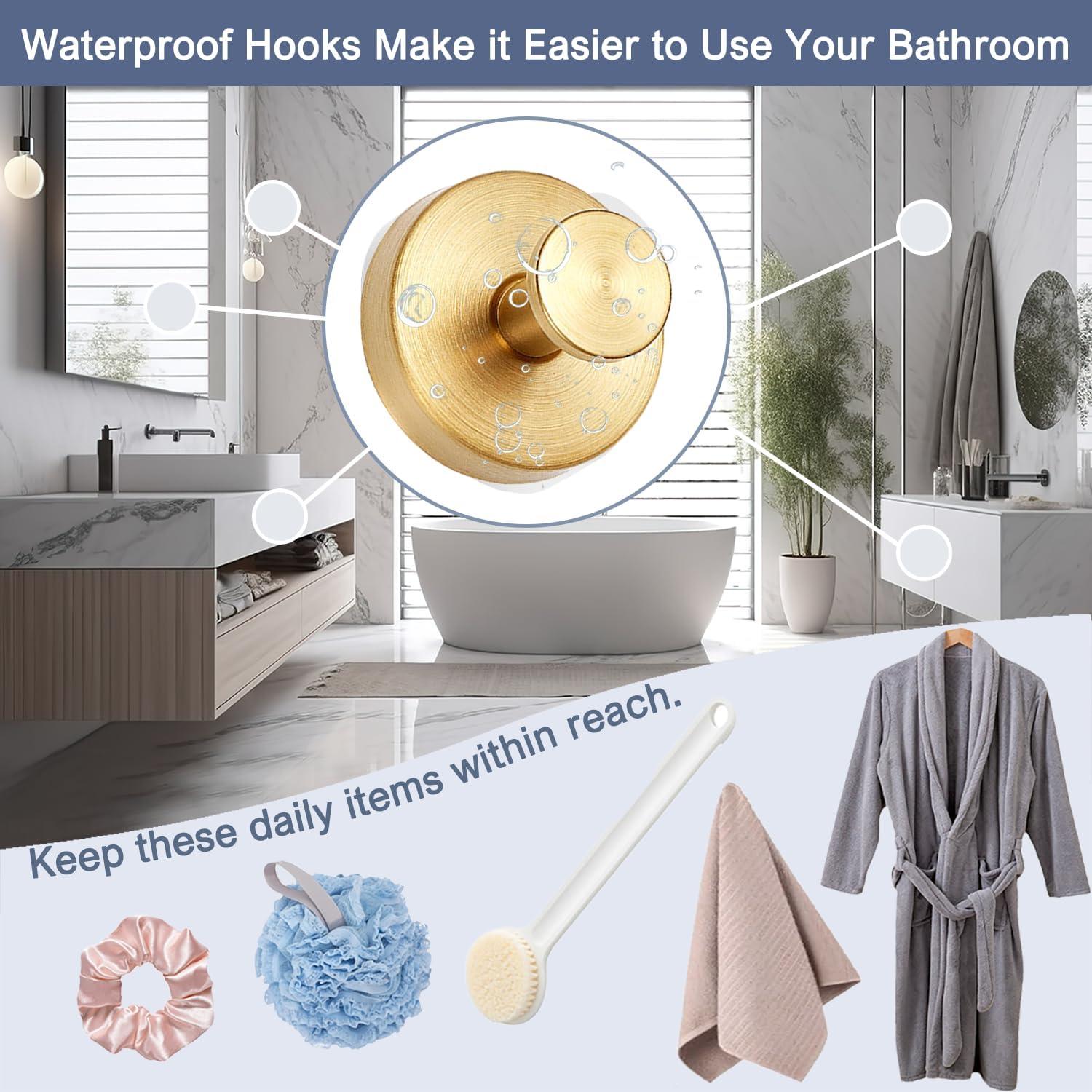 Ganchos de Ventosa QQM Dorado para Baño y Cocina - 2 Piezas