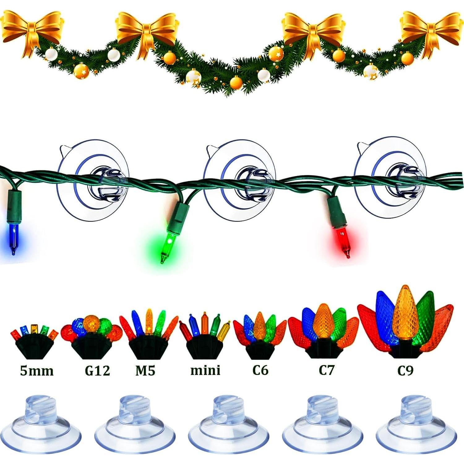 25 Ganchos de Ventosa JJHXSM para Luces Navideñas - PVC