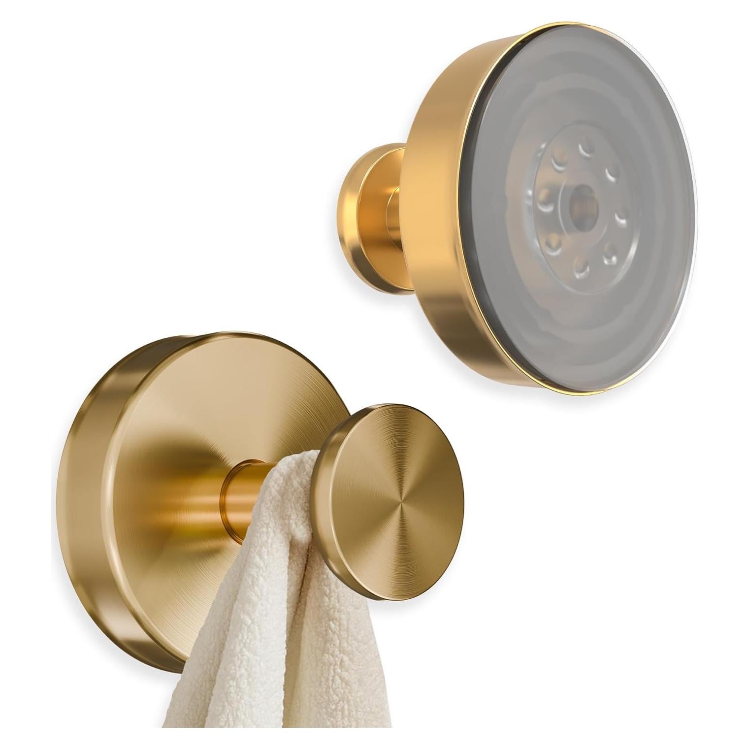 Ganchos de Ducha Dorados Novsix - 2 Pcs Ventosa 5Kg