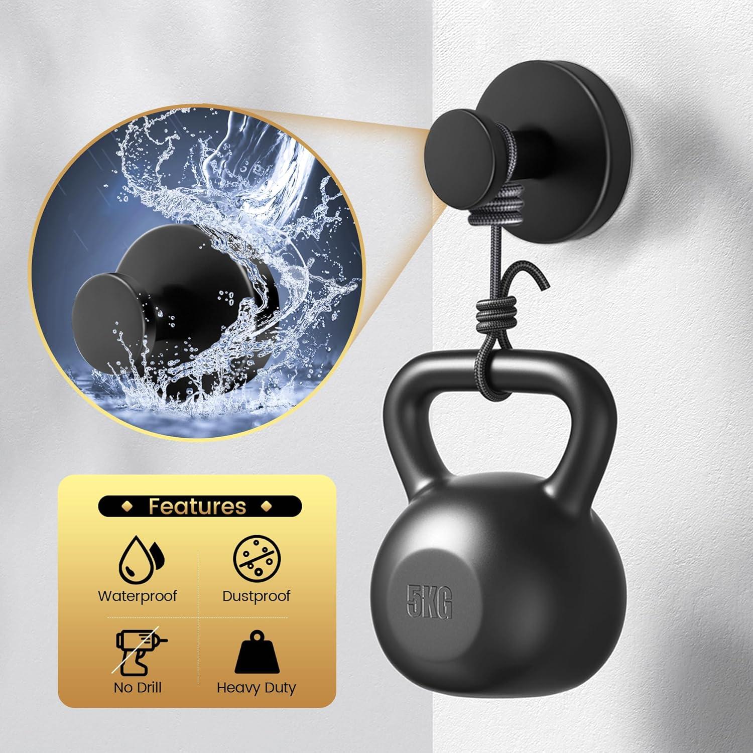 Ganchos de Ventosa SUNBAK 4 Paquete Alta Resistencia Negro