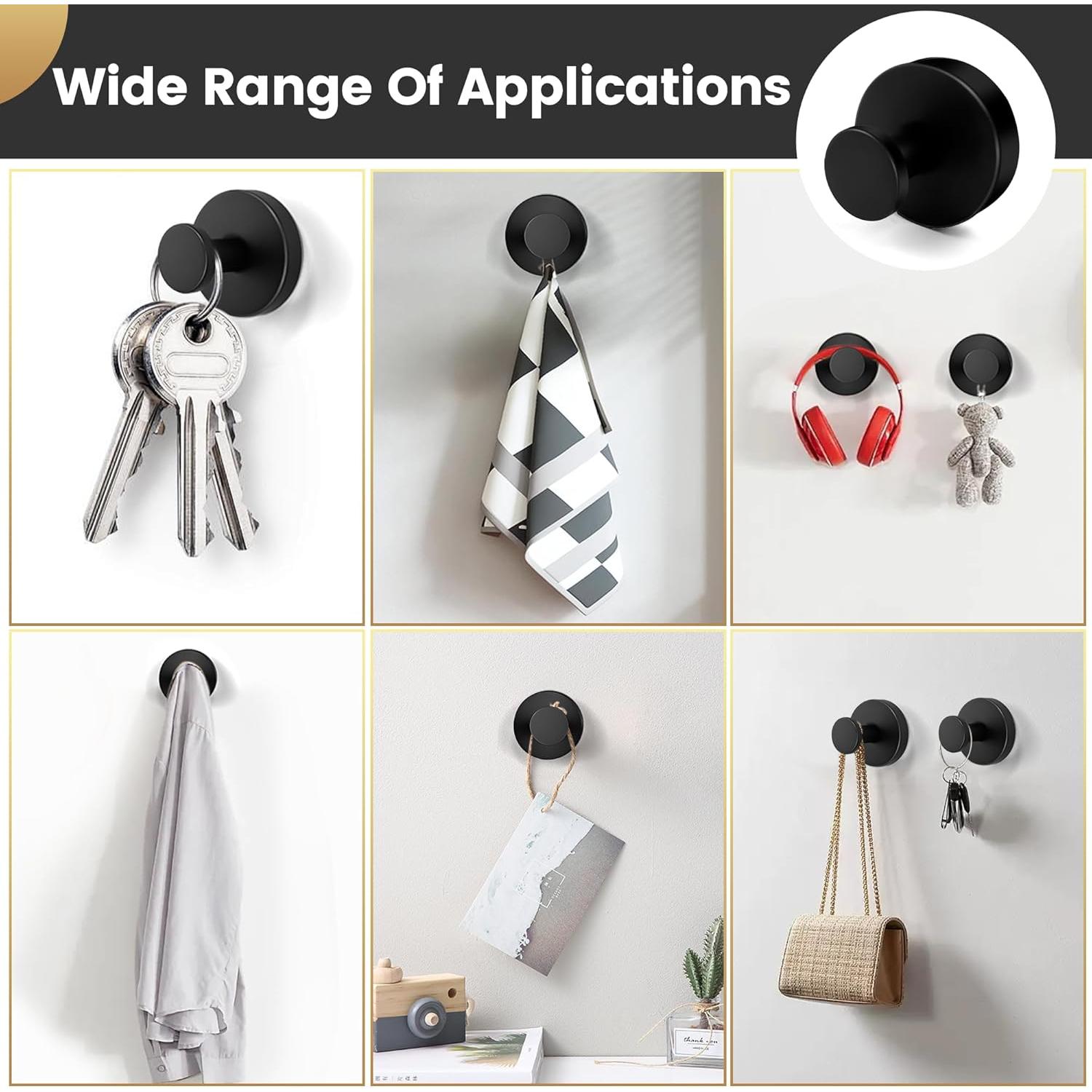 Ganchos de Ventosa SUNBAK 4 Paquete Alta Resistencia Negro