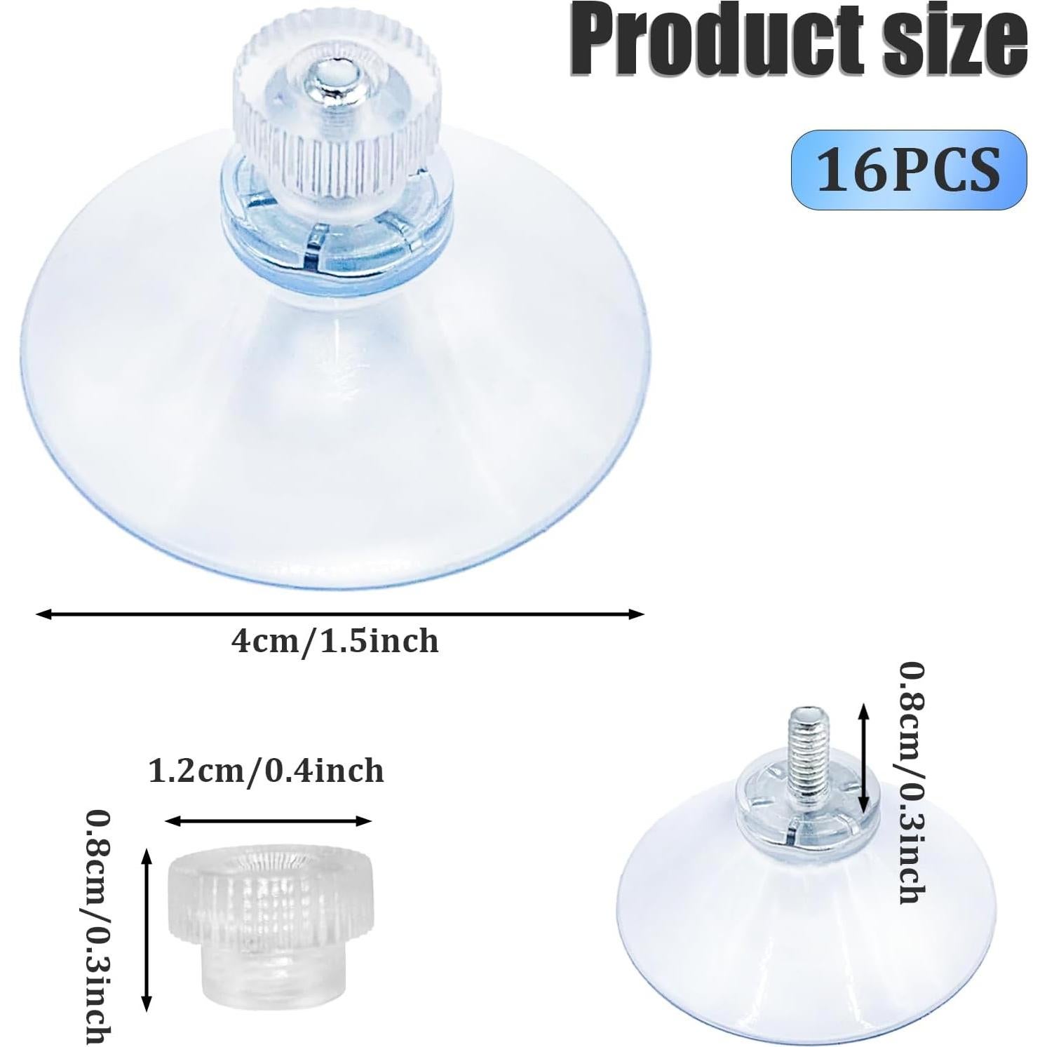 16 Ganchos de Ventosa JDBZYDM 40mm PVC Transparente para Baño