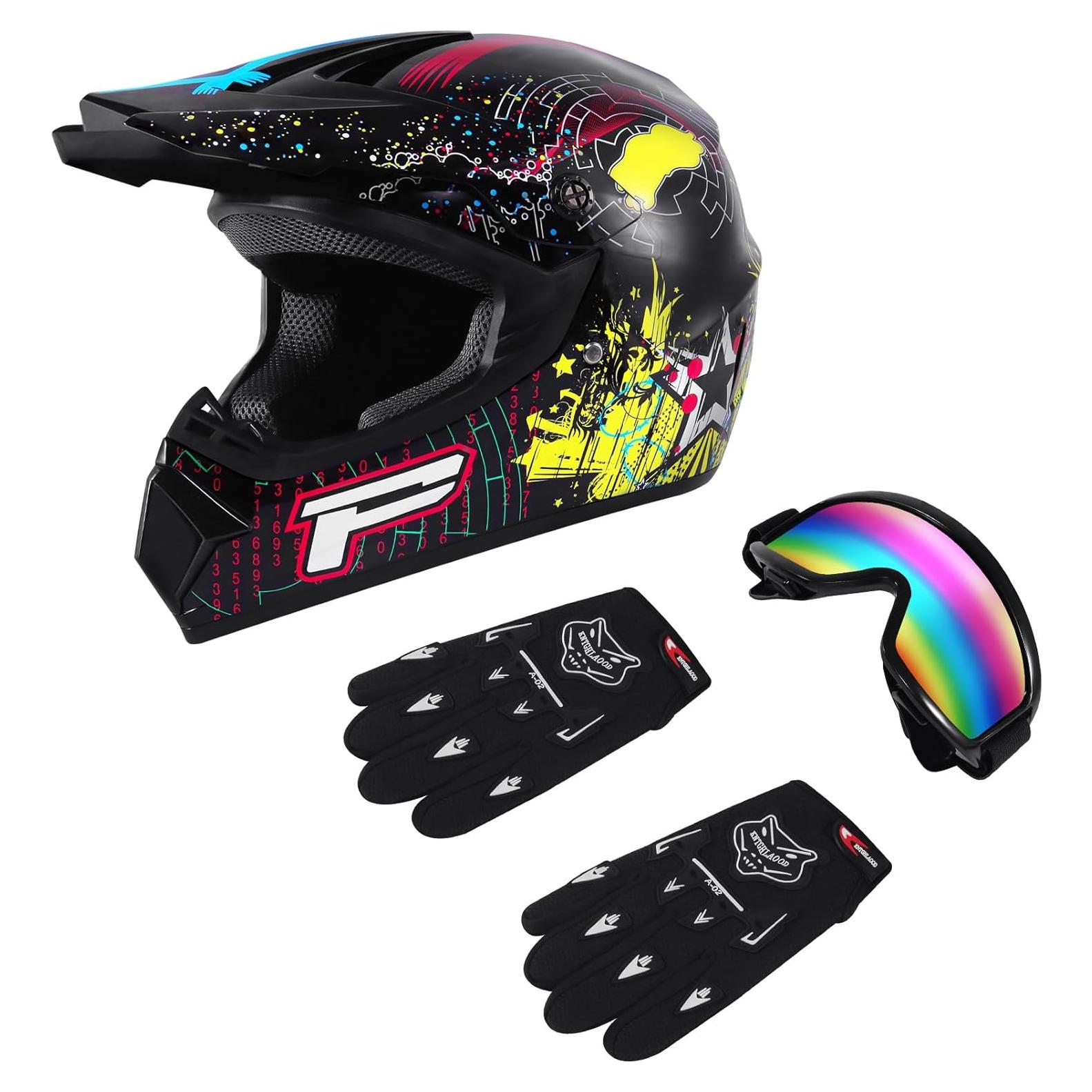 Casco H-YEEU Motocicleta Cara Completa Negro Mediano