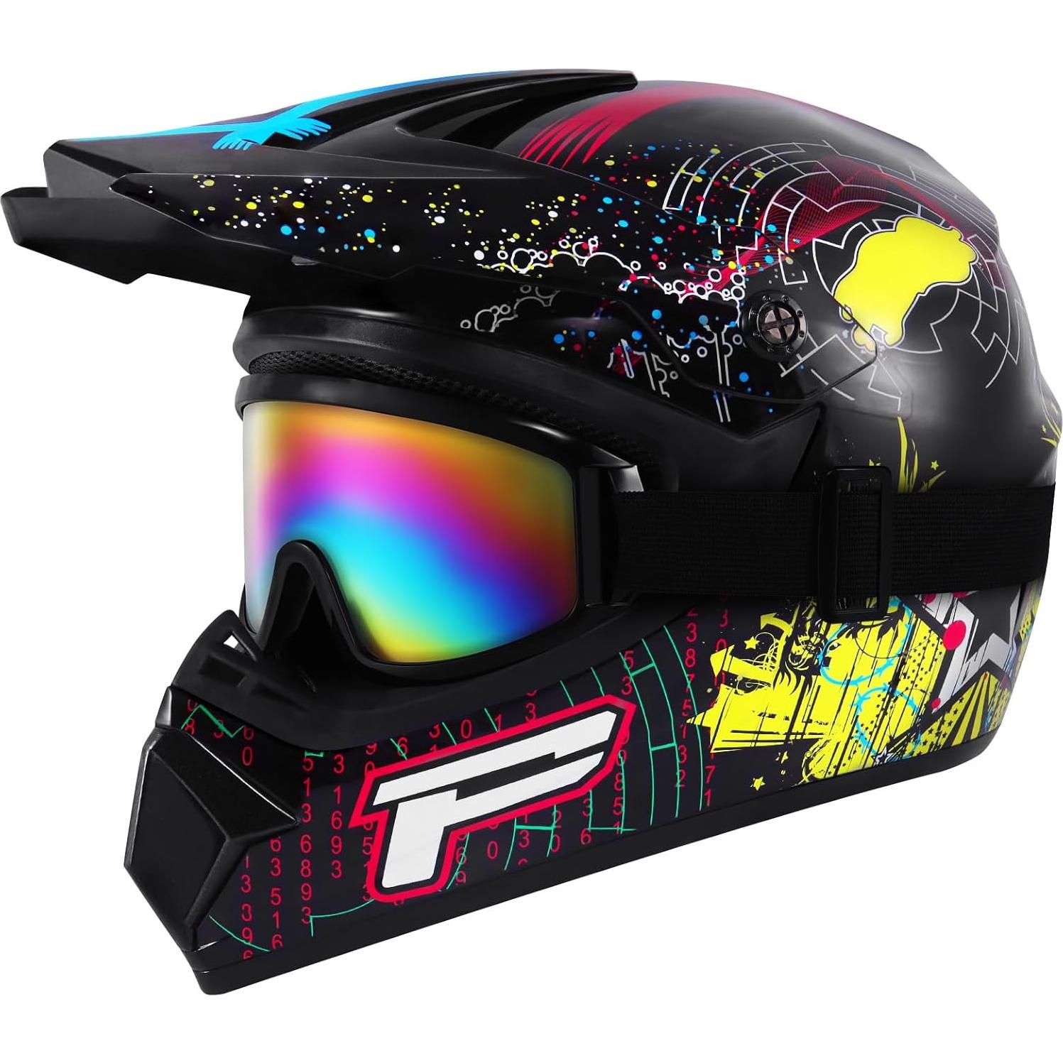 Casco H-YEEU Motocicleta Cara Completa Negro Mediano