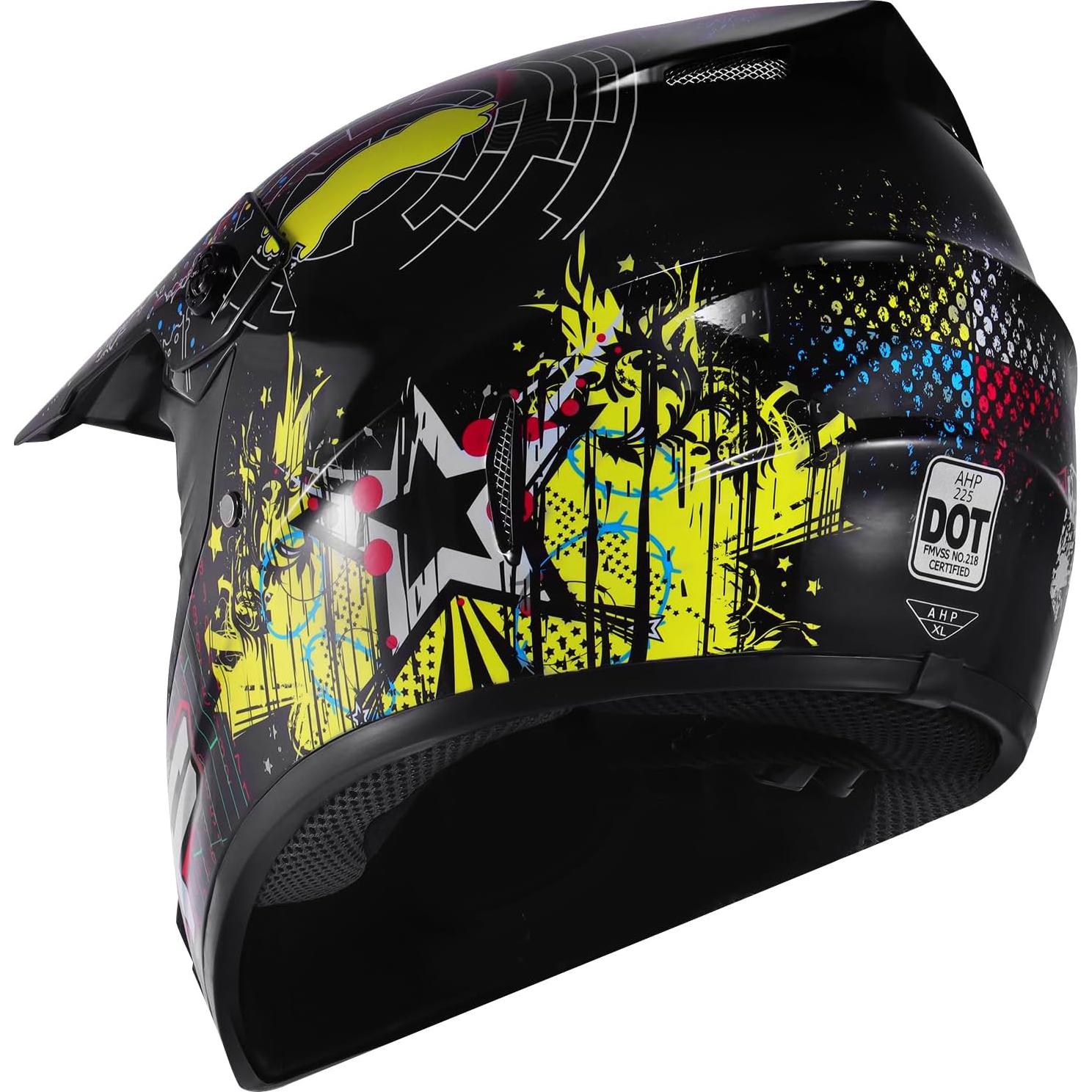 Casco H-YEEU Motocicleta Cara Completa Negro Mediano