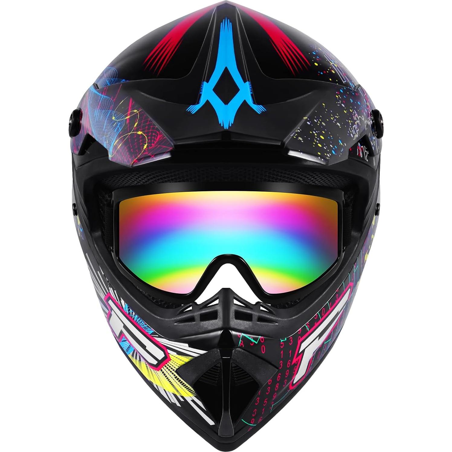 Casco H-YEEU Motocicleta Cara Completa Negro Mediano