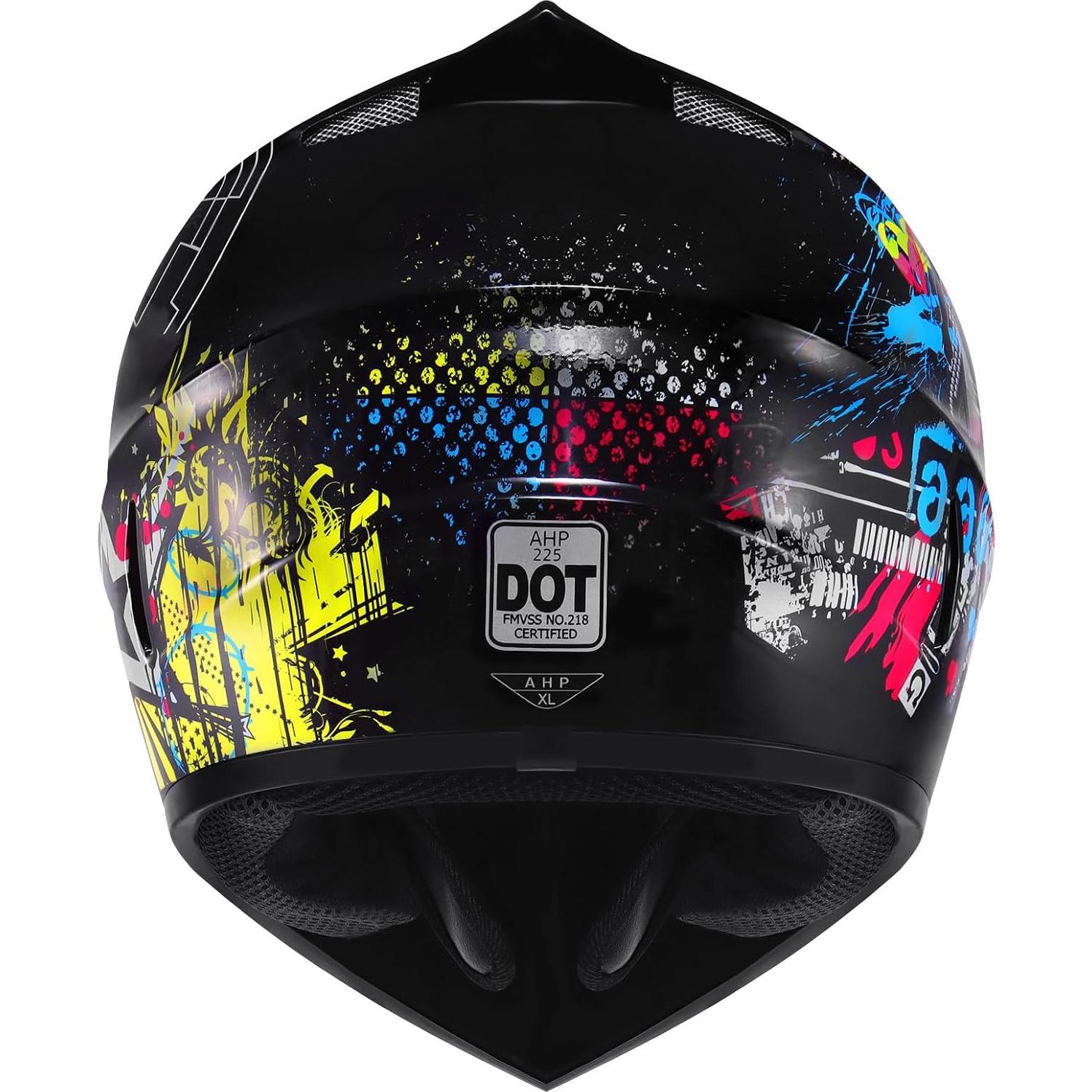 Casco H-YEEU Motocicleta Cara Completa Negro Mediano