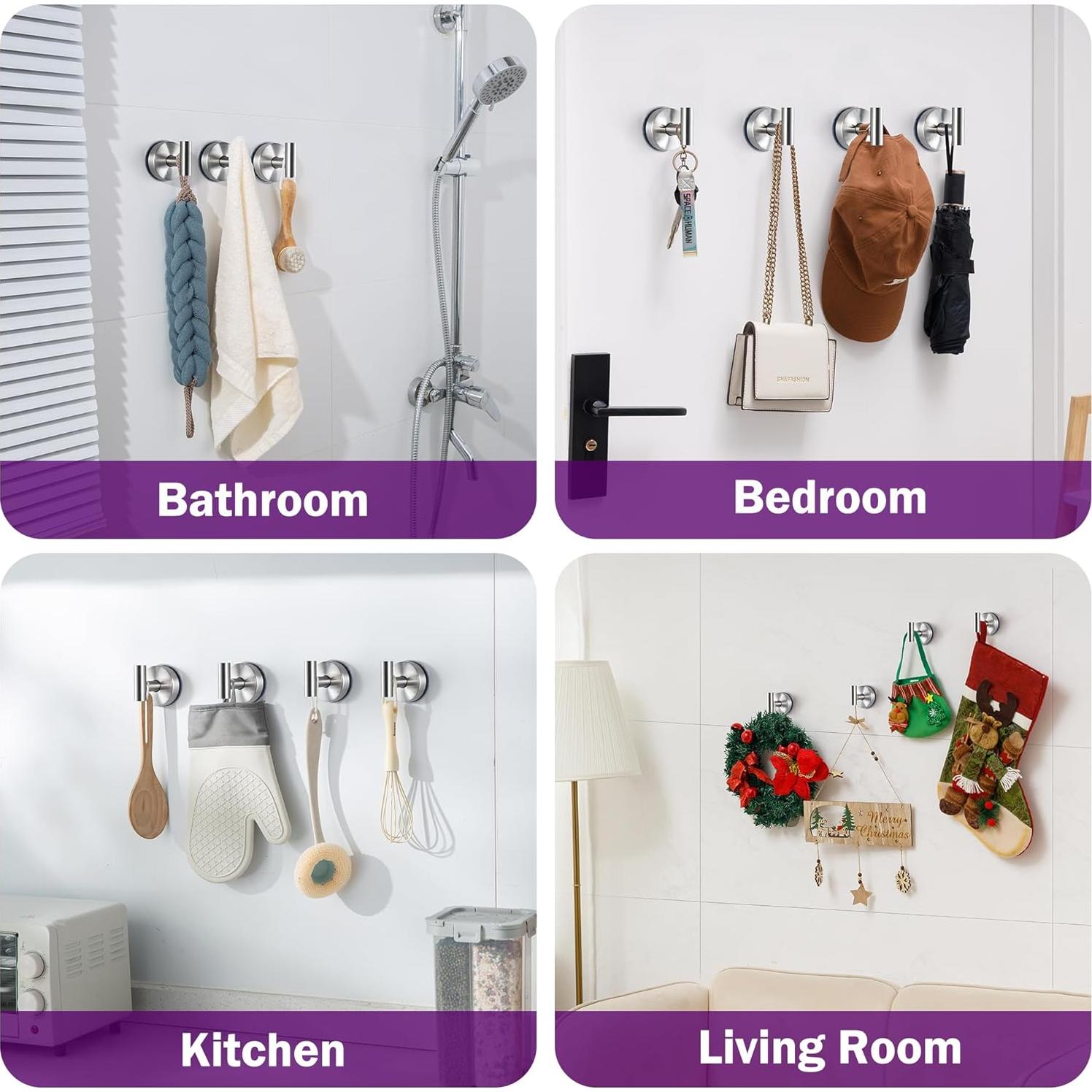 Ganchos de Ventosa JOMOLA Acero Inoxidable 2 Pcs Alta Resistencia