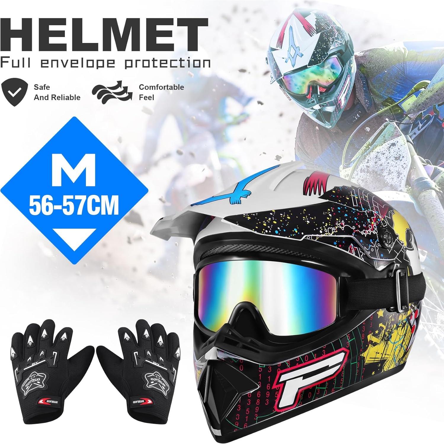 Casco Integral H-YEEU Motocicleta Off-Road Mediano