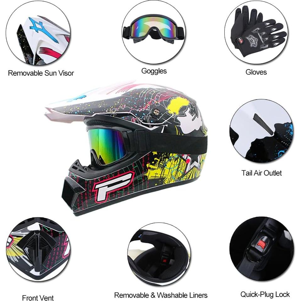 Casco Integral H-YEEU Motocicleta Off-Road Mediano