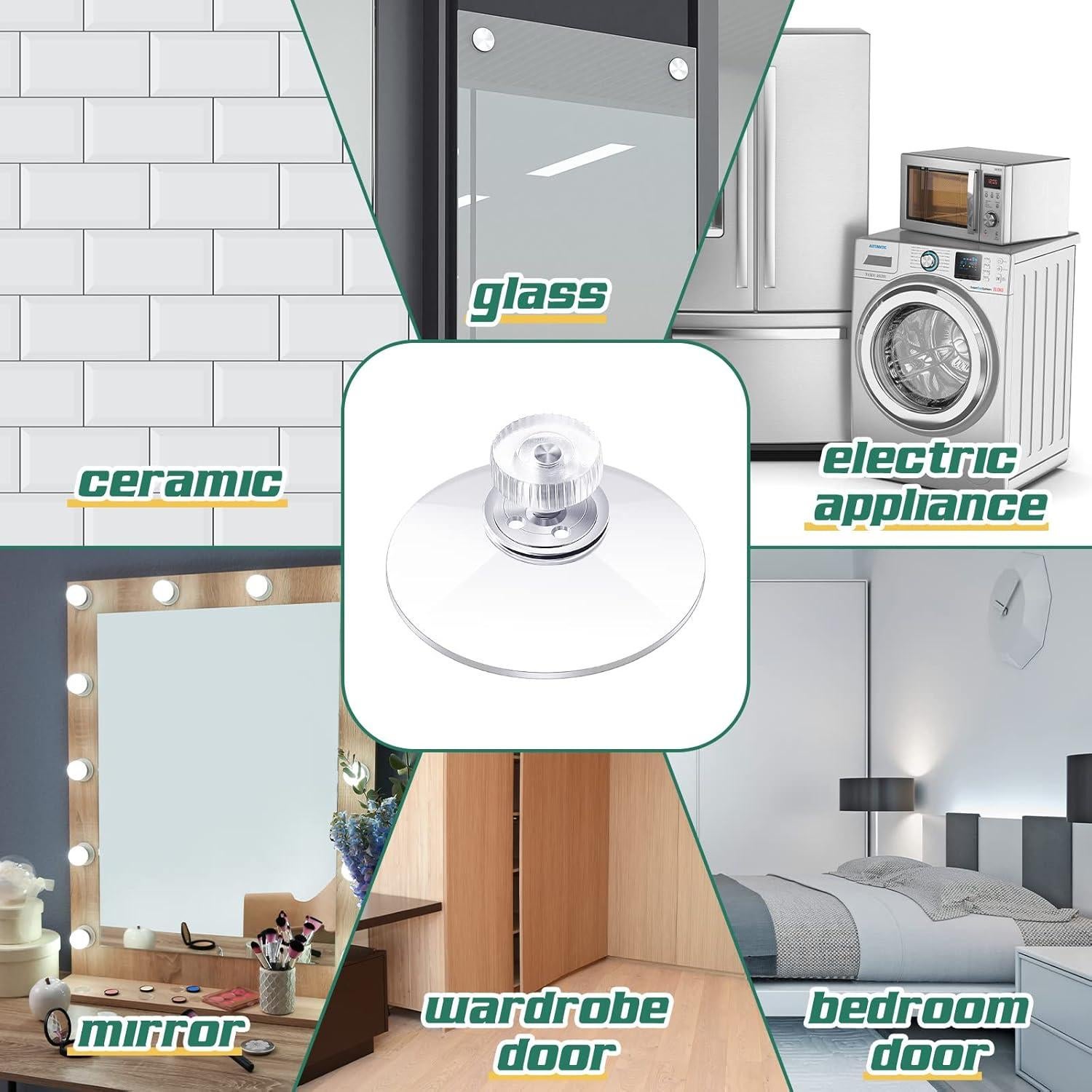 20 Ventosas Adhesivas Zopeal 40 mm PVC Transparente Reutilizables