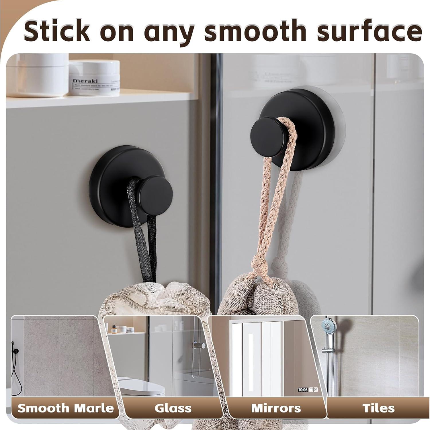 Ganchos de Ventosa Reutilizables Supopular 2 Unidades 5 kg Negro Mate