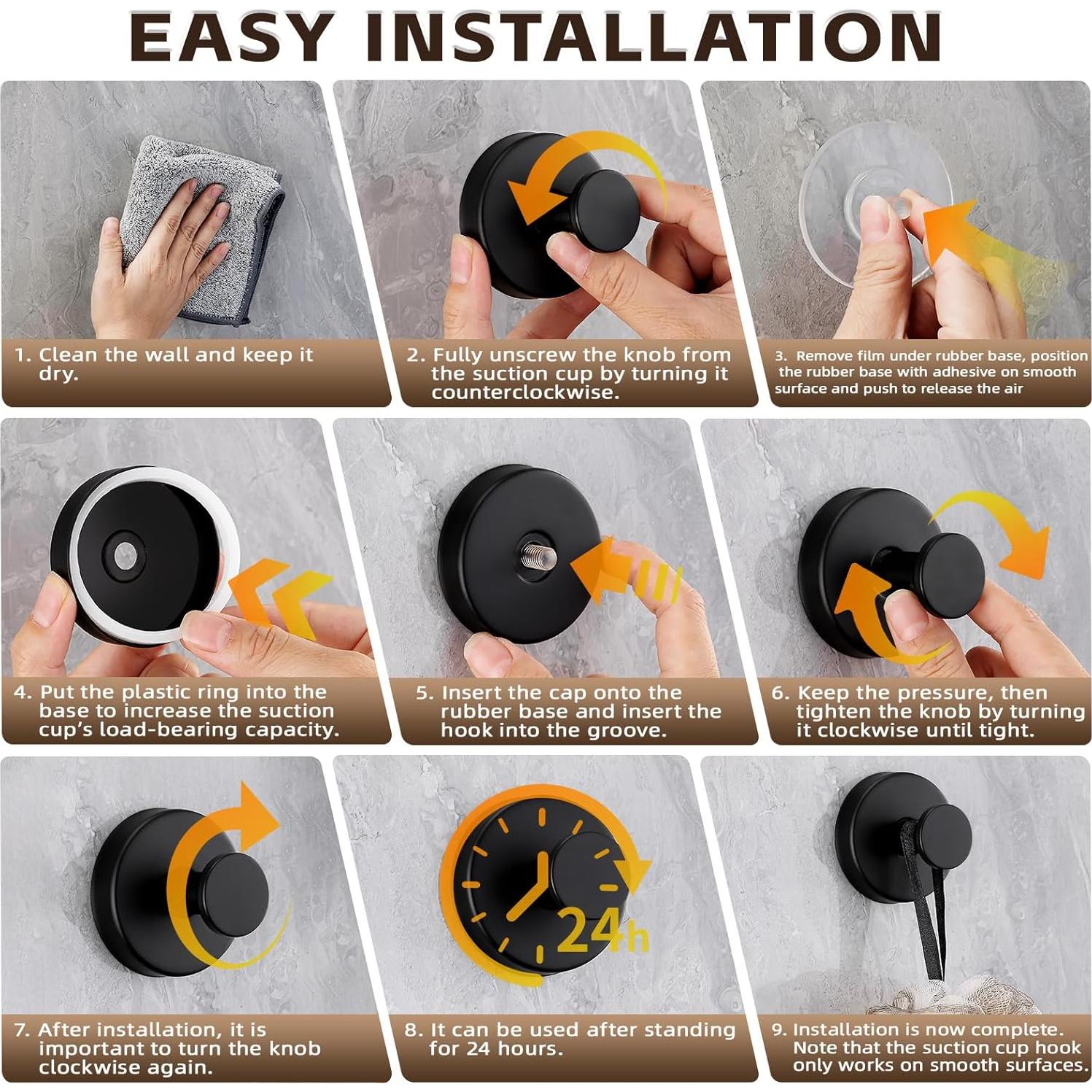 Ganchos de Ventosa Reutilizables Supopular 2 Unidades 5 kg Negro Mate