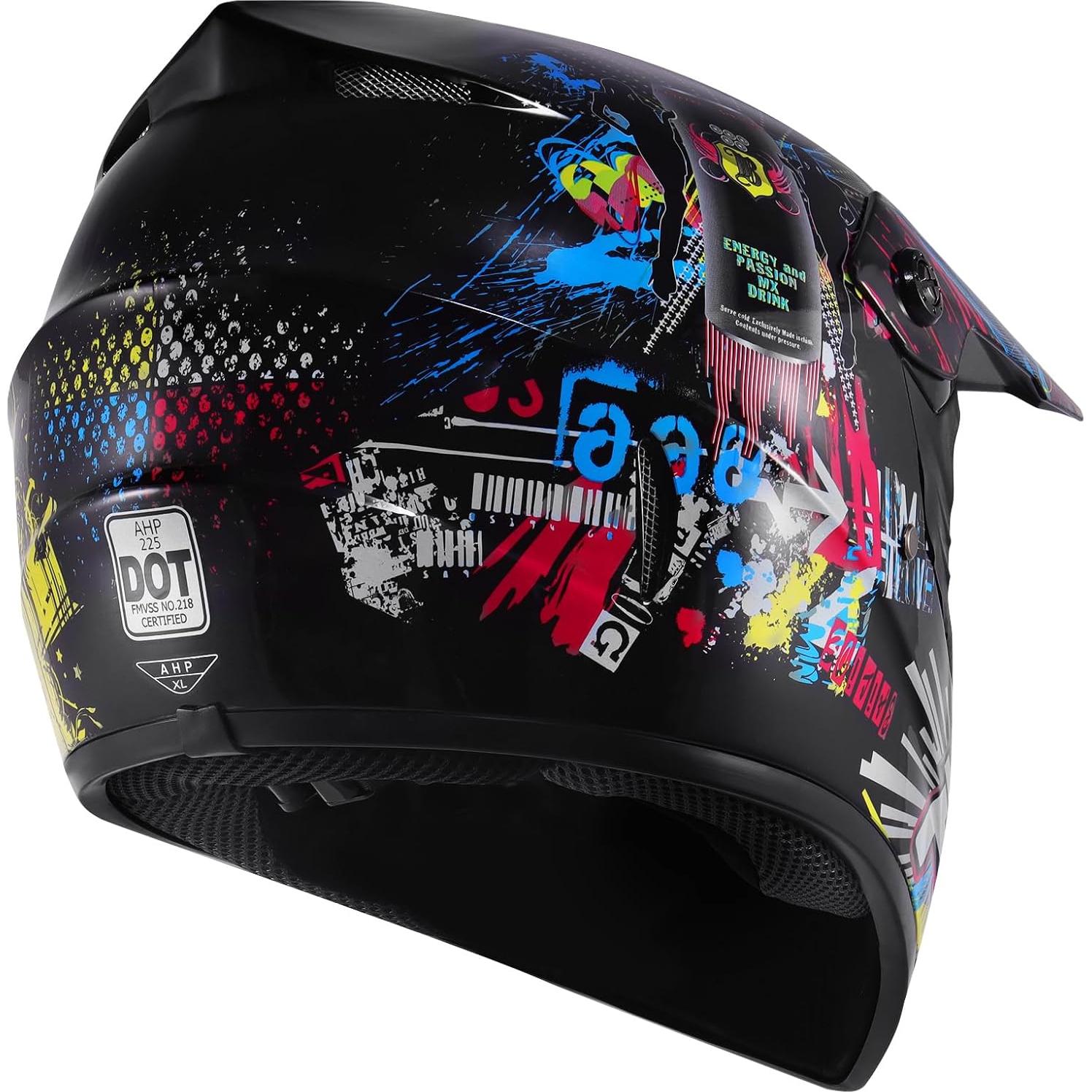Casco H-YEEU Motocicleta Cara Completa Negro Grande