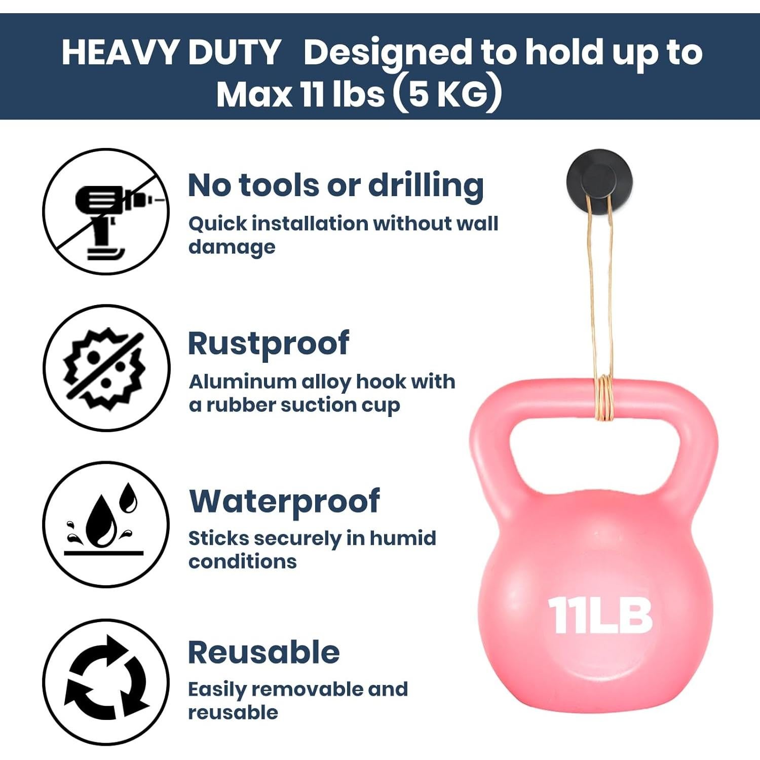 Ganchos de Succión de Vacío PETIMETI 2 Unidades Aluminio Negro