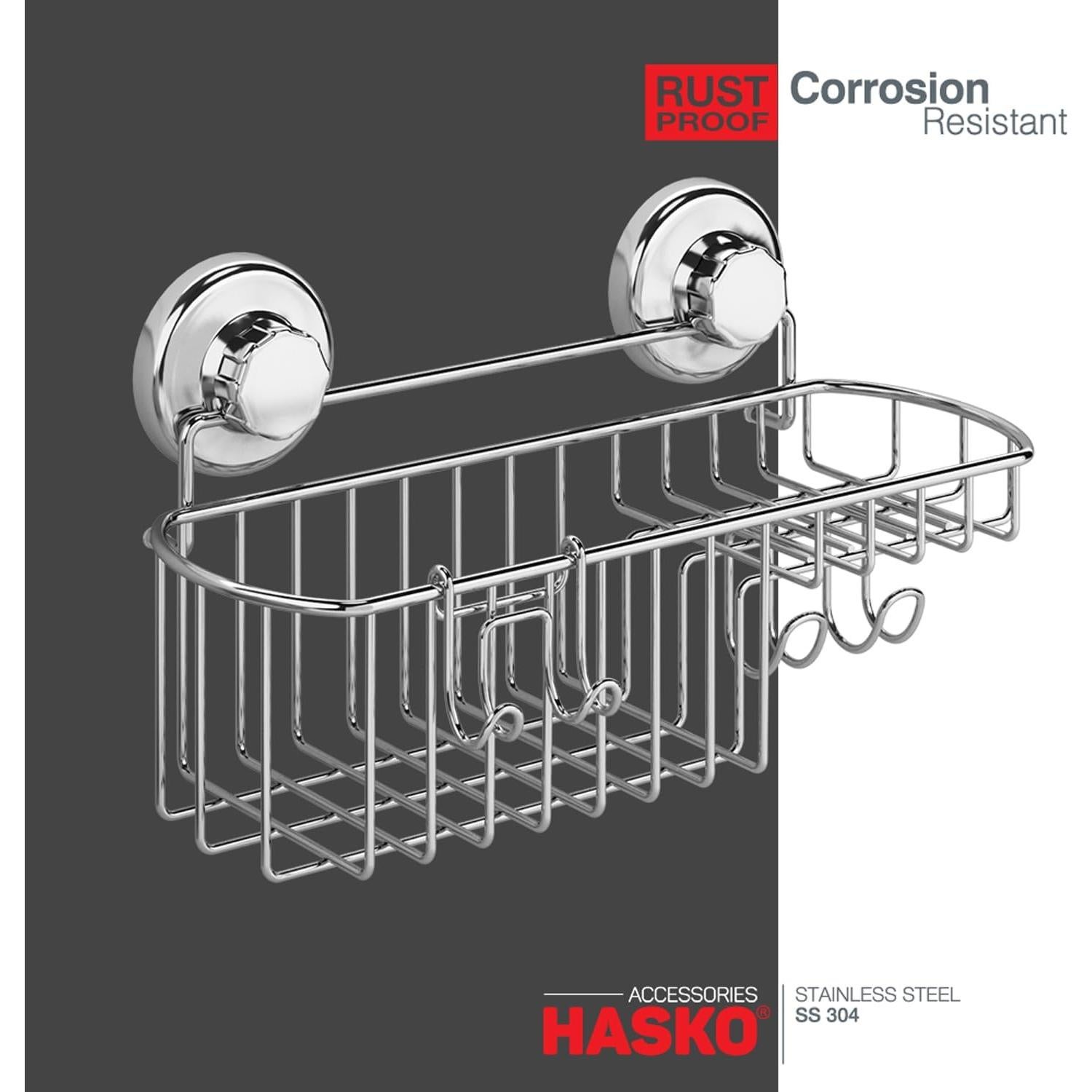 Cesta de Ducha con Ventosa HASKO Acero Inoxidable Cromo