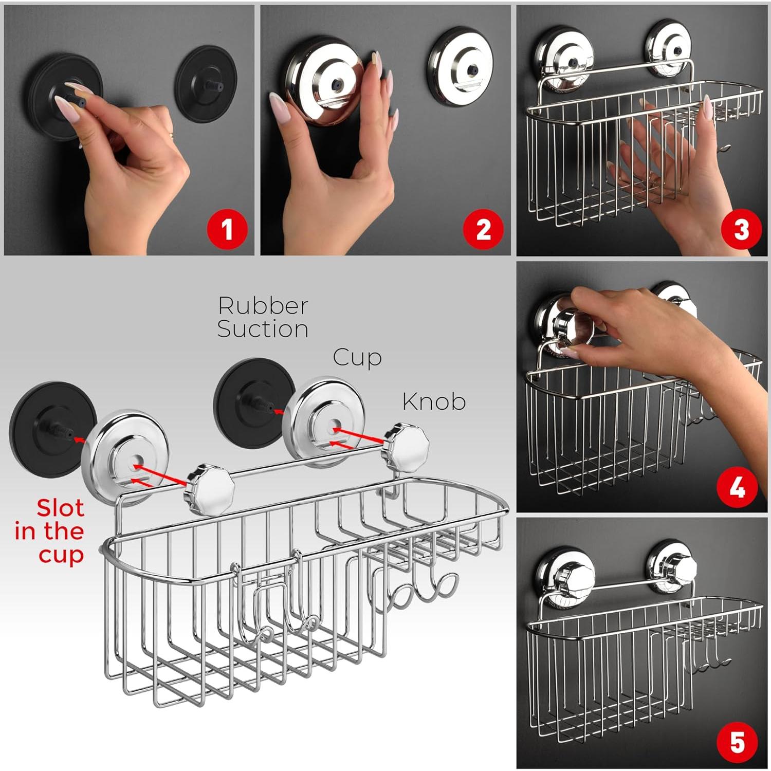 Cesta de Ducha con Ventosa HASKO Acero Inoxidable Cromo