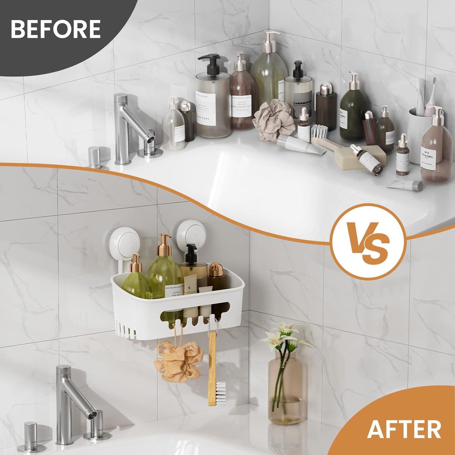 Caddy de Ducha LEVERLOC Blanco Impermeable 10kg Organizador