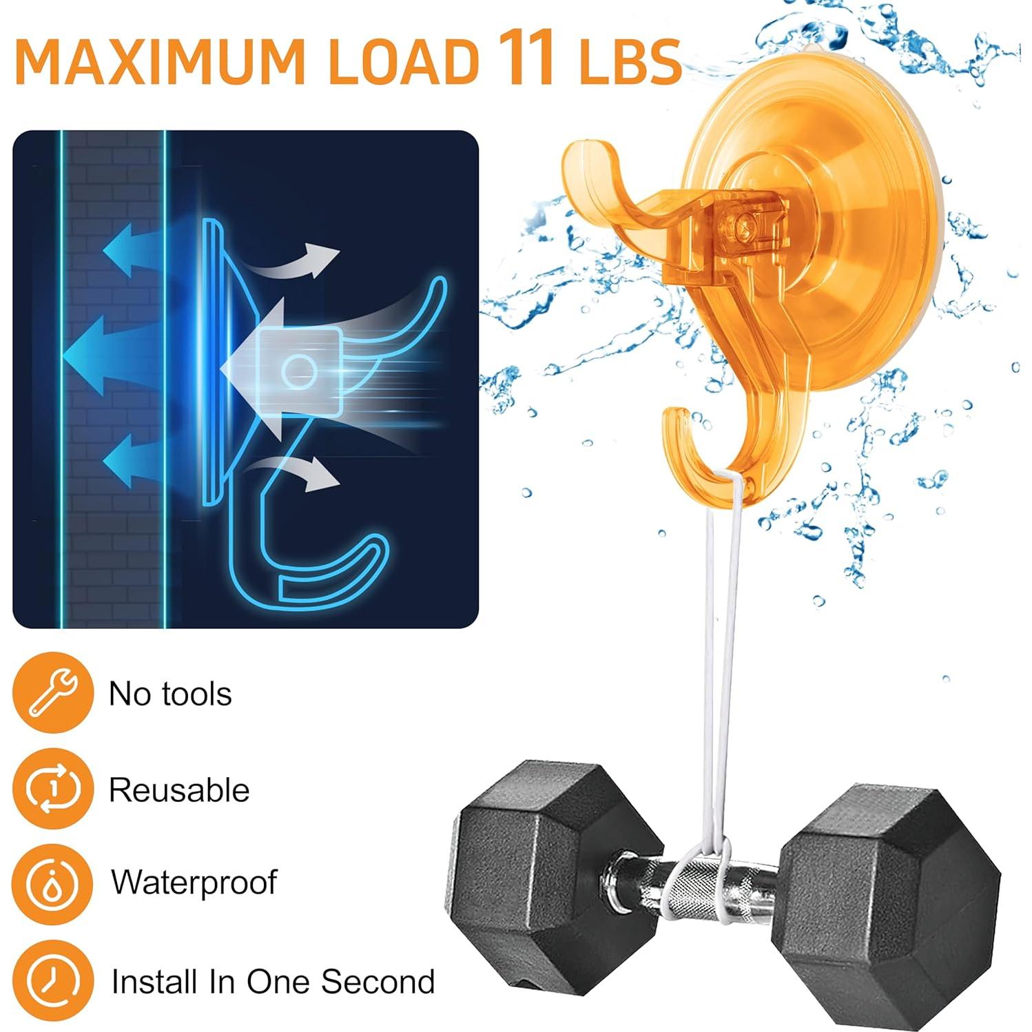 Ganchos de Succión ANDGOO Naranja, Paquete de 10, 5 kg