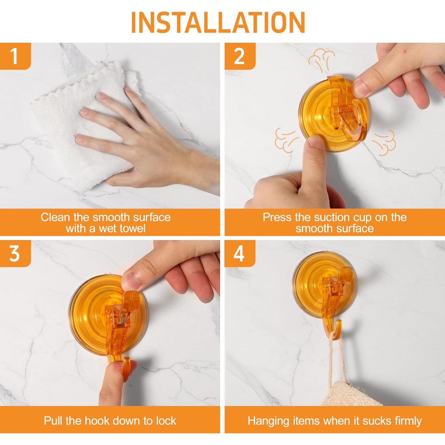 Ganchos de Succión ANDGOO Naranja, Paquete de 10, 5 kg