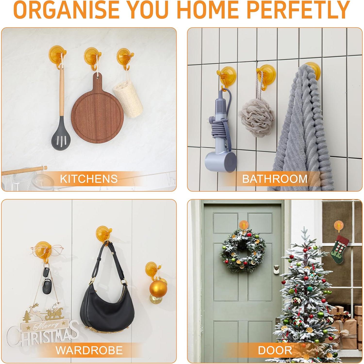 Ganchos de Succión ANDGOO Naranja, Paquete de 10, 5 kg