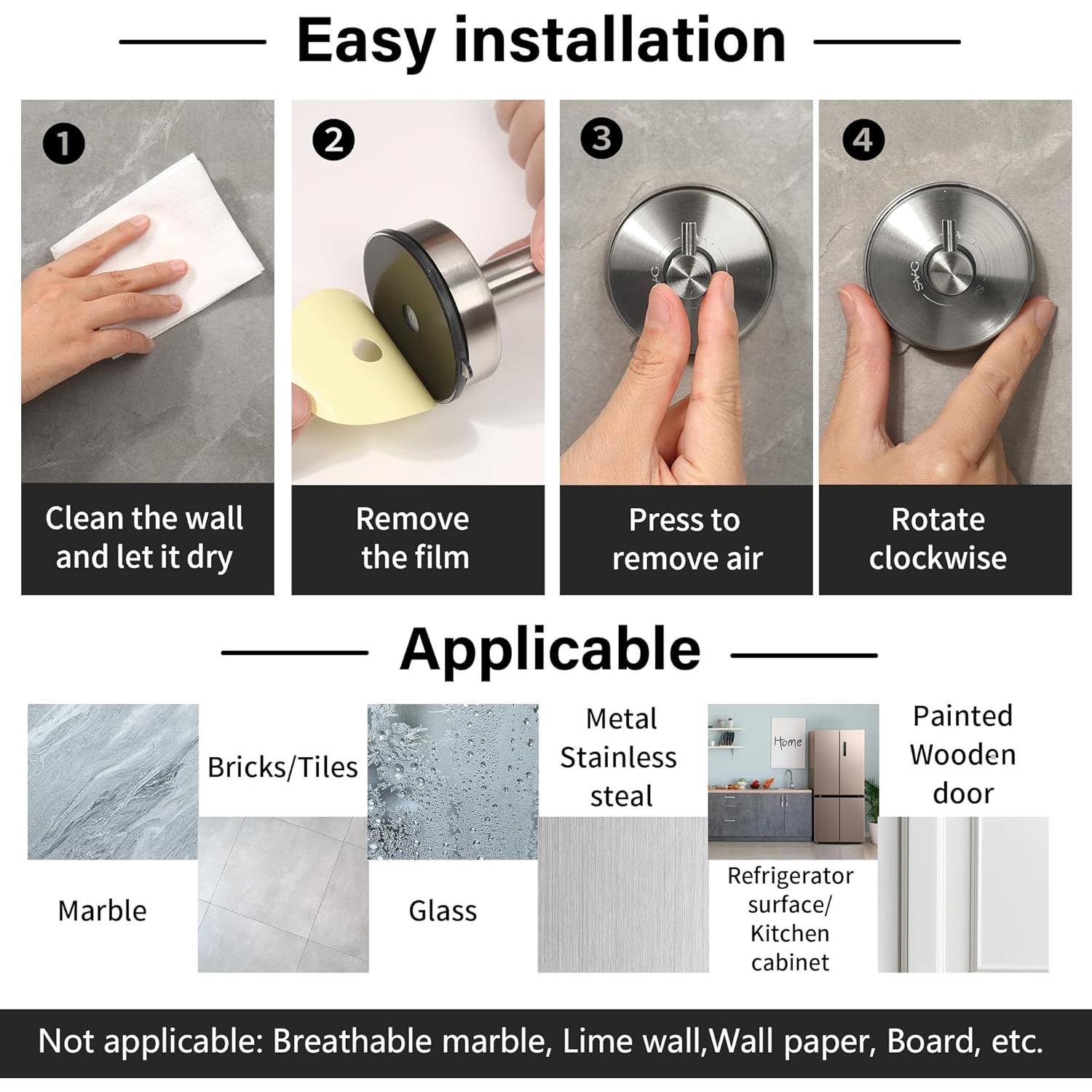 Ganchos de Pared SVG HOME 2pcs Acero Inoxidable 304 Plata