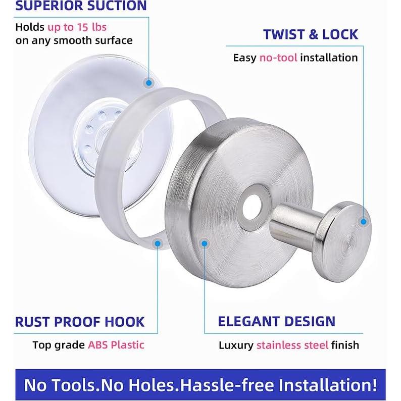 Ganchos de Succión YEYSXSY de Acero Inoxidable Plateado 2 PCS