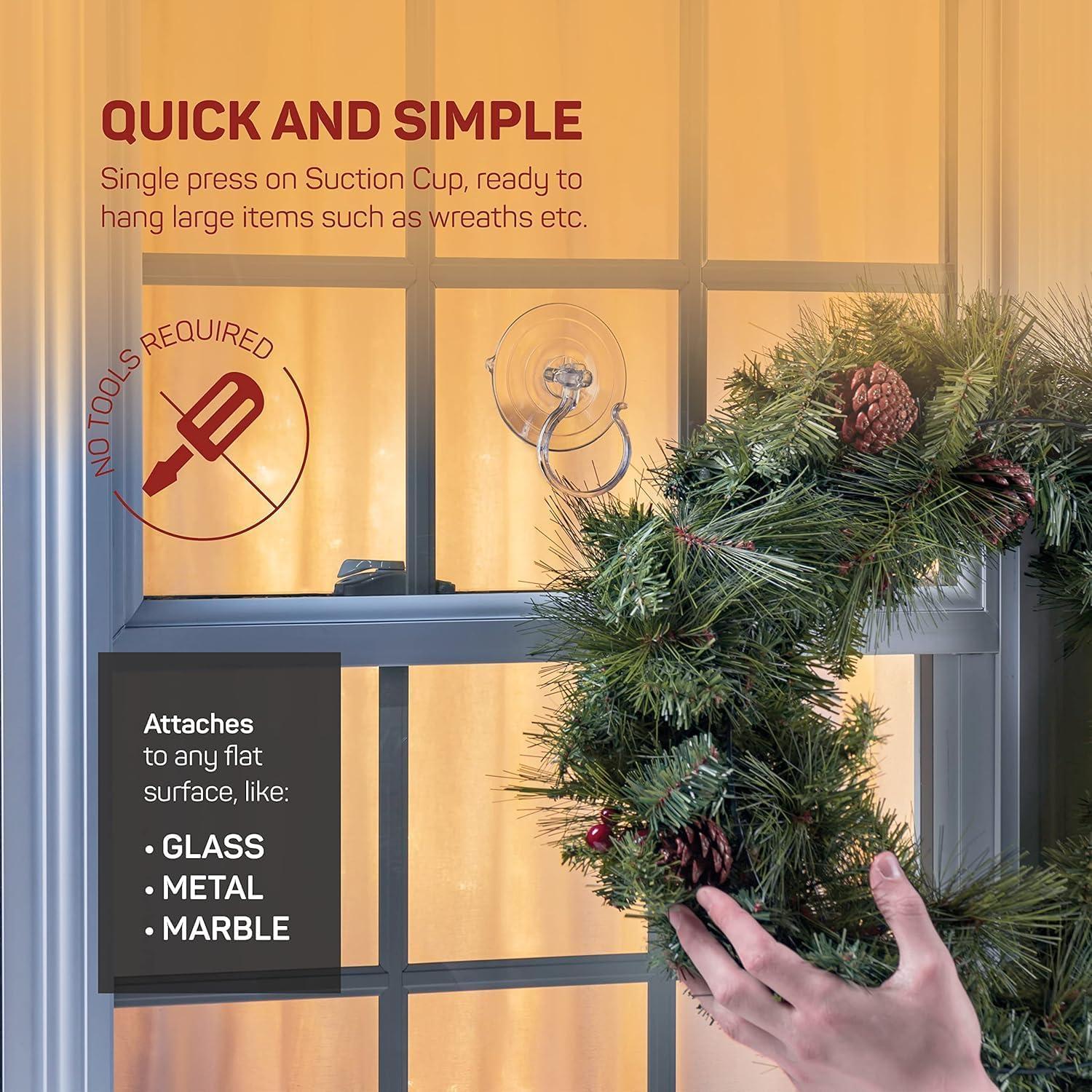 Colgador de Corona de Navidad Sewanta - Juego de 2 Ventosas 4.54 Kg