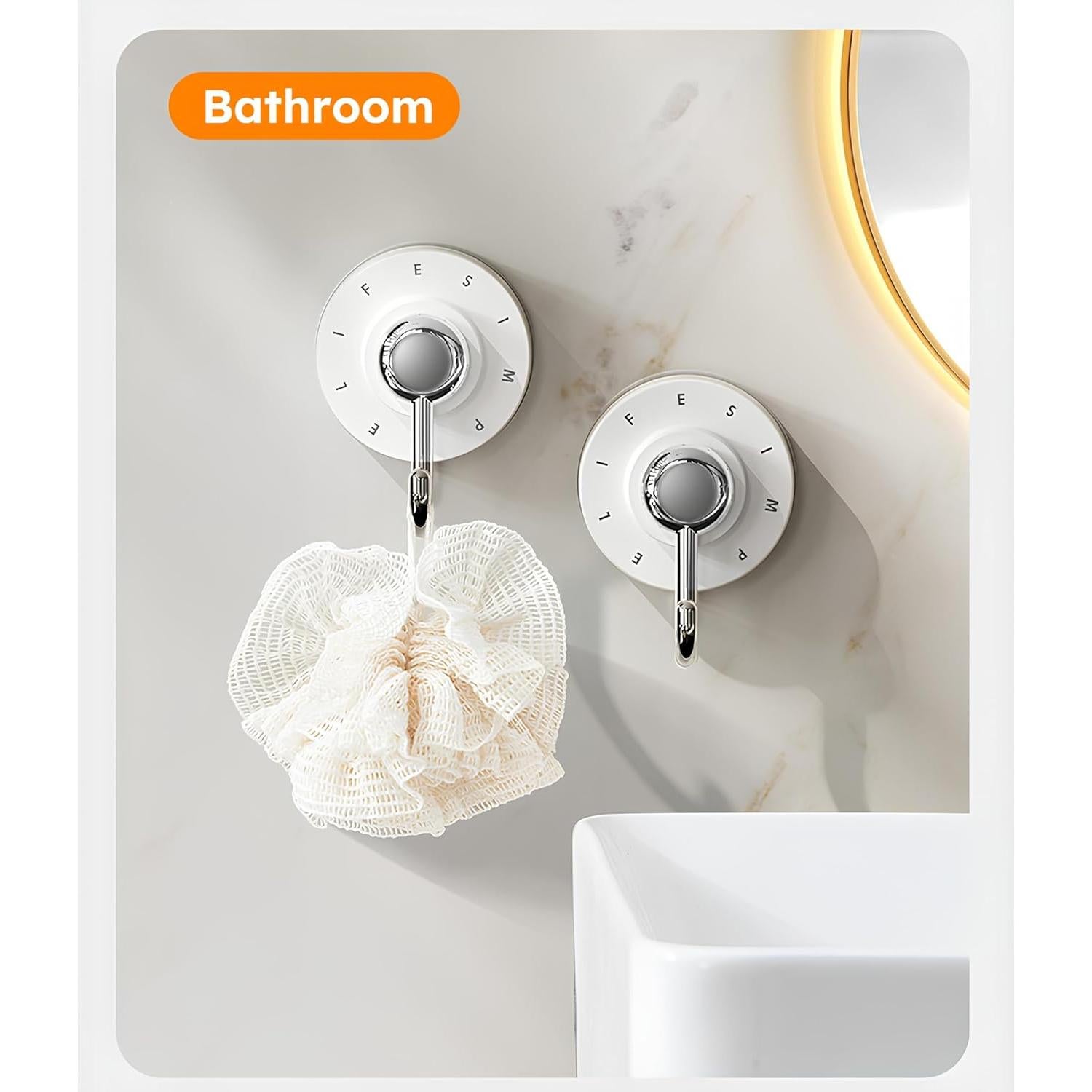 Ganchos de Ventosa Gicora para Ducha - Paquete de 2, Blancos