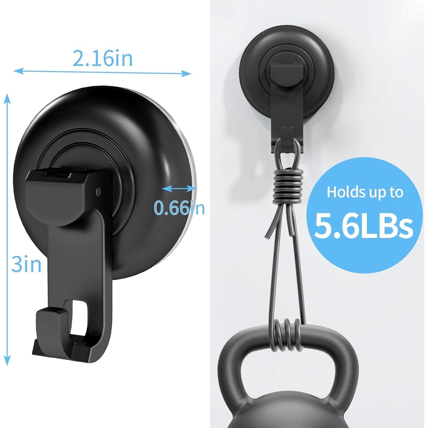 Ganchos de Ventosa STWWO 4 Paquete Negro para Baño y Cocina