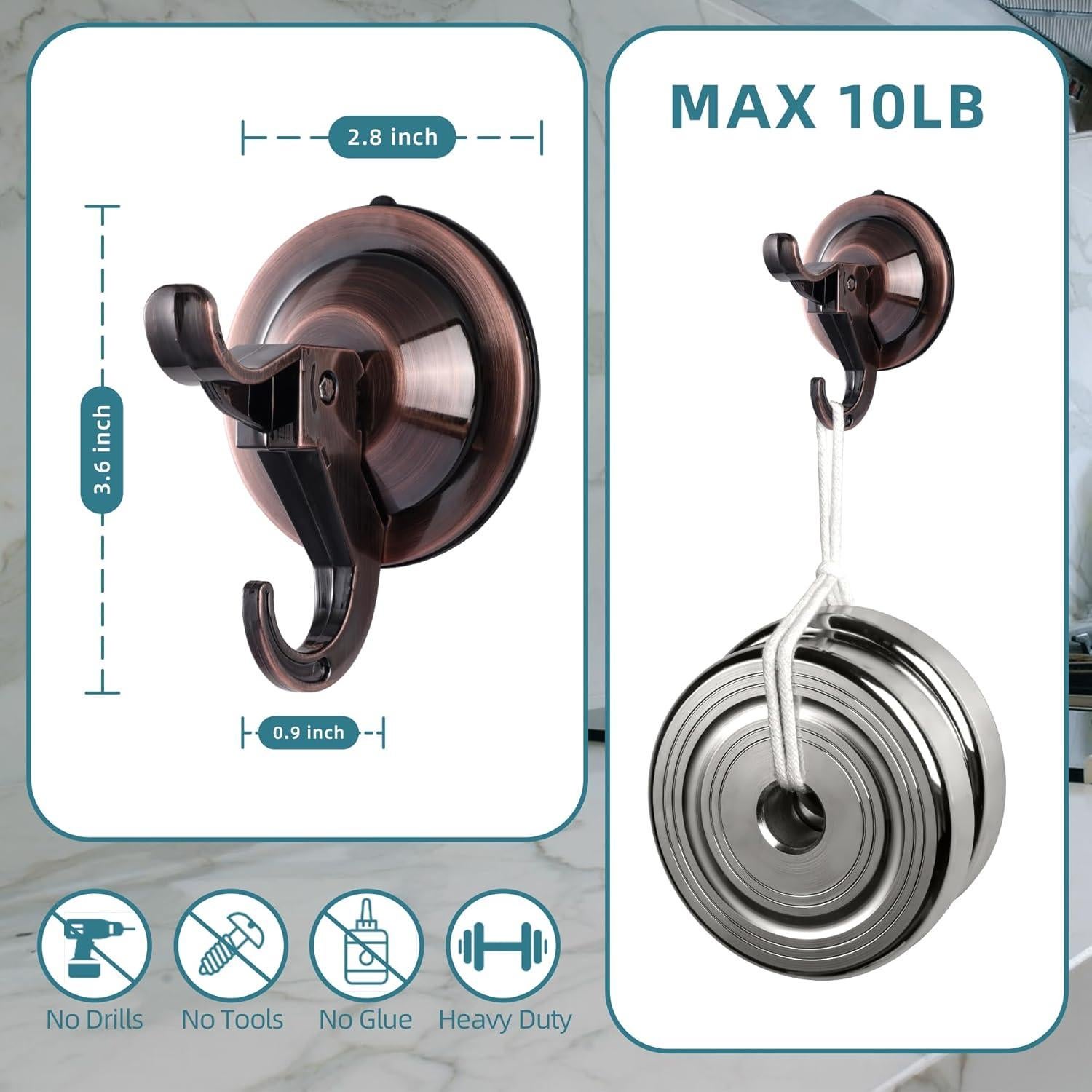 Ganchos de Ventosa Antimbee 10 Piezas 5 kg Cobre Rojo