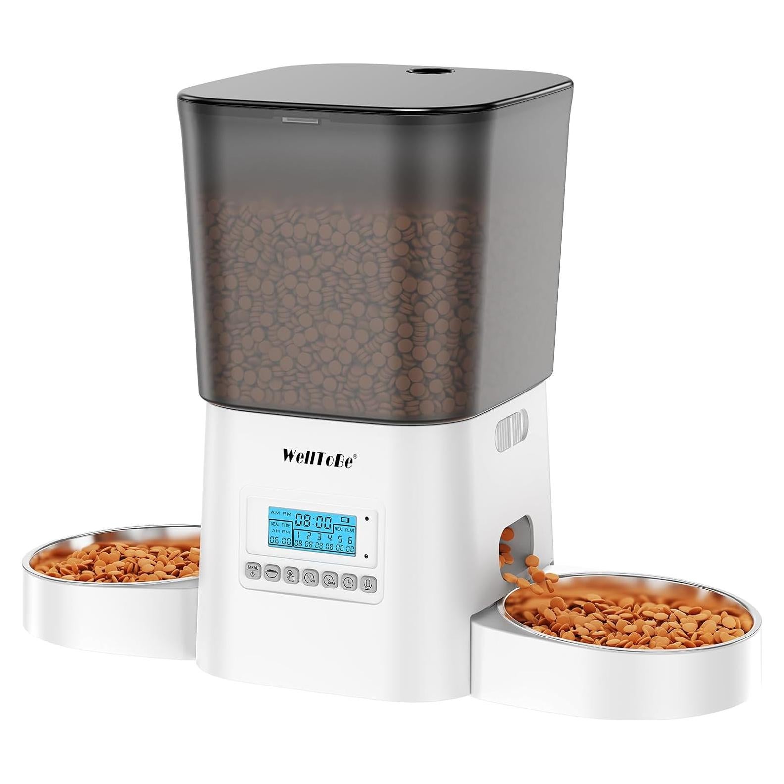 Comedero Automático para Gatos WellToBe 3.5L Doble Tazón