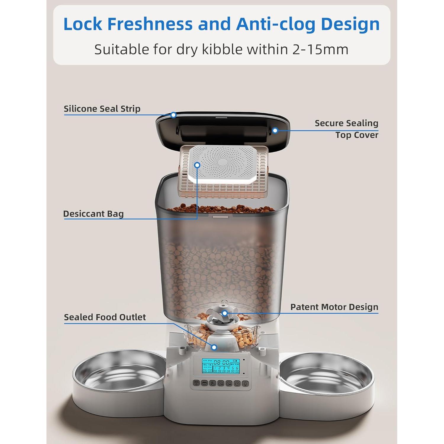 Comedero Automático para Gatos WellToBe 3.5L Doble Tazón