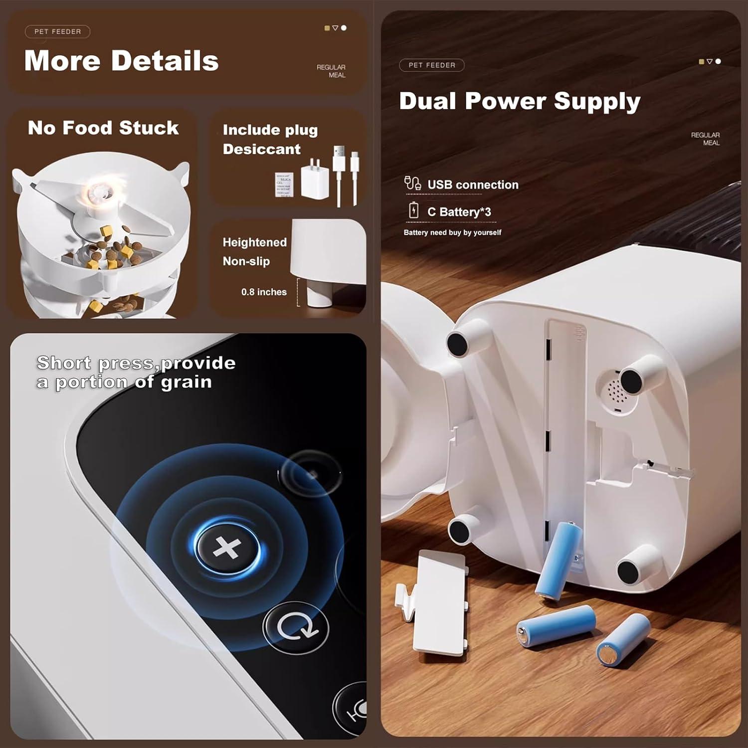 Comedero Automático para Gatos Junbec-pet 5L Doble Cuencos