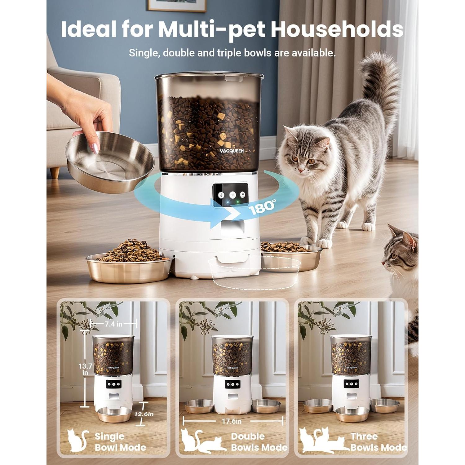 Comedero Automático WiFi Vacqueen 6L para Gatos y Perros