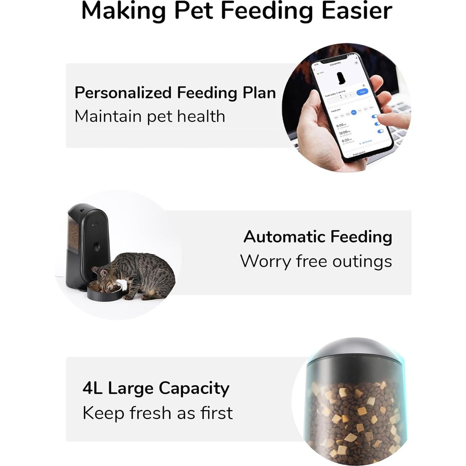 Comedero Automático FUKUMARU para Gatos y Perros 4L WiFi