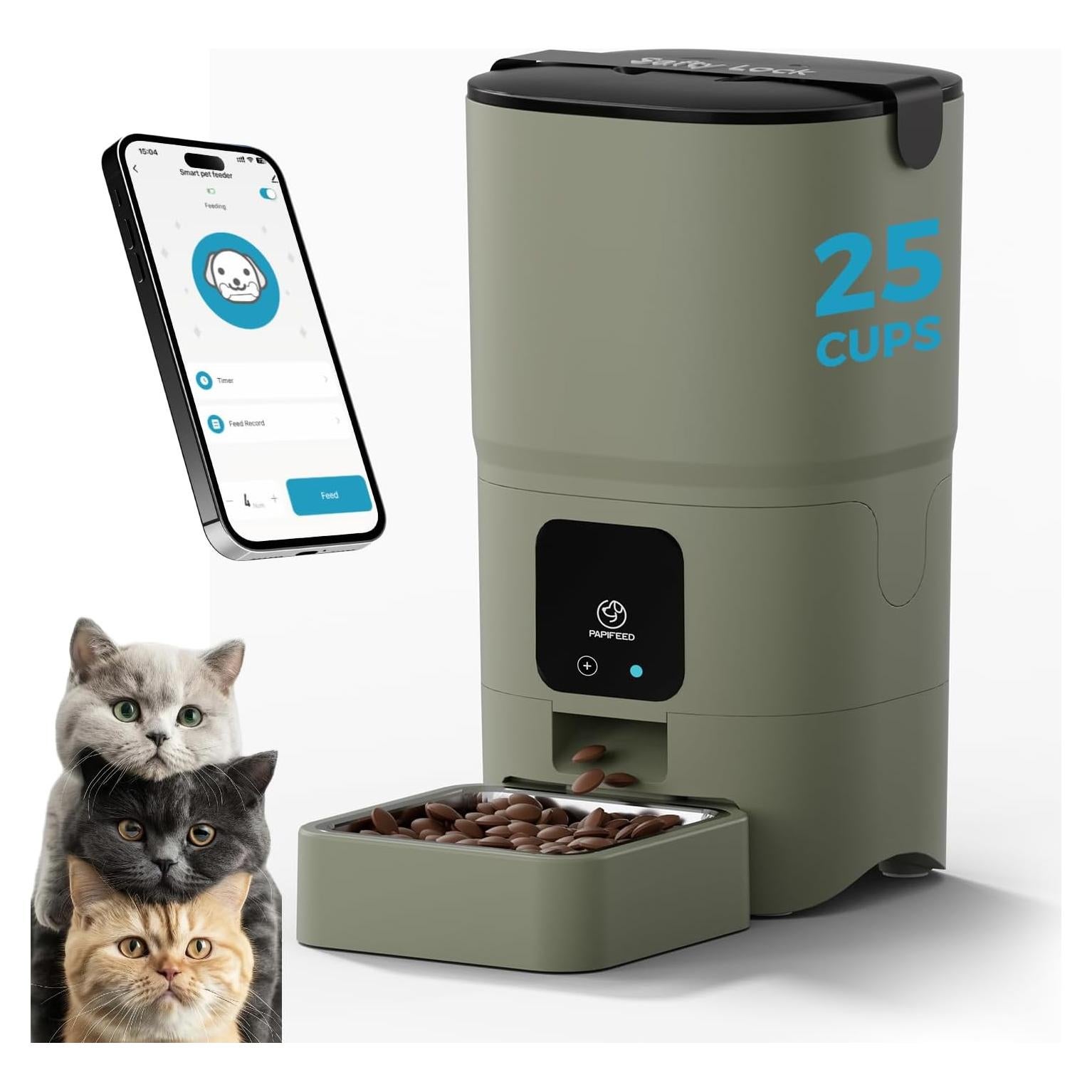 Alimentador Automático para Gatos PAPIFEED 6L Control APP/Alexa
