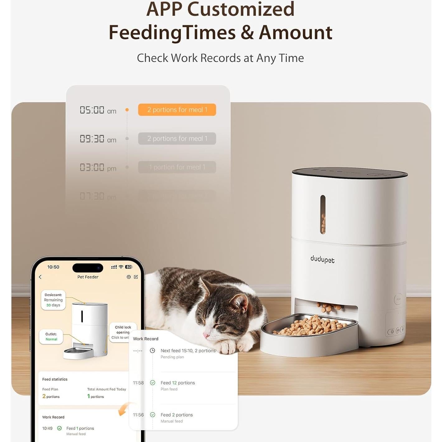 Comedero Automático para Gatos DUDUPET 4L WiFi Control APP