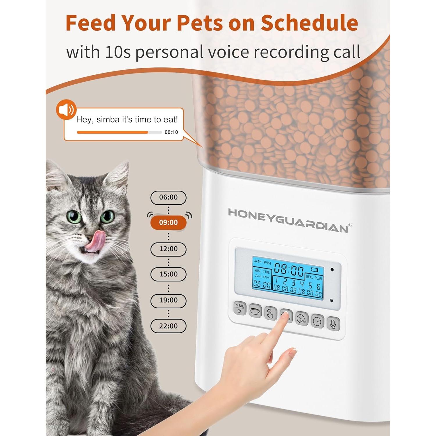 Dispensador Automático de Comida para Gatos HoneyGuaridan 3.5L