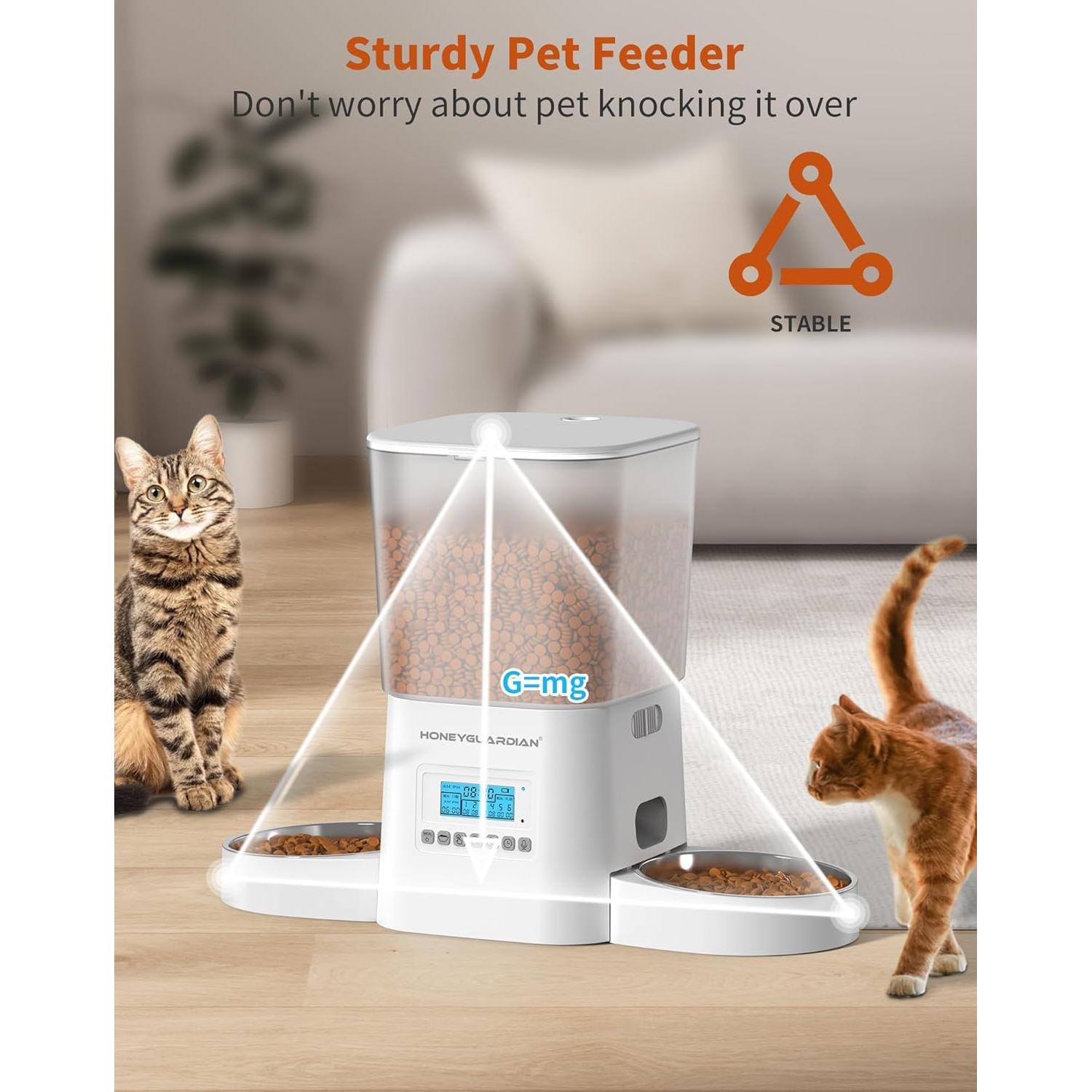 Dispensador Automático de Comida para Gatos HoneyGuaridan 3.5L