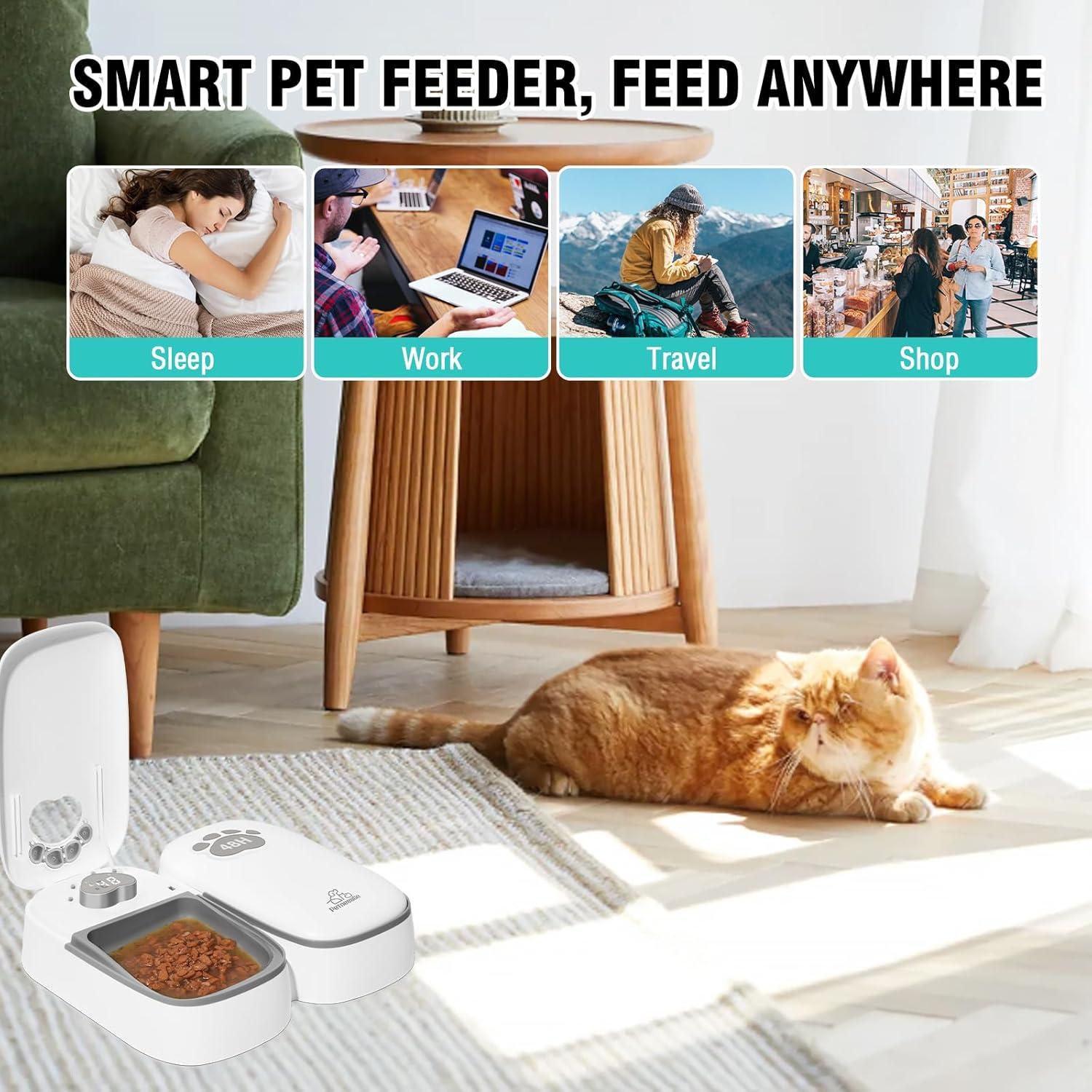 Comedero Automático SKAILING F7 para Gatos y Perros 2 Comidas
