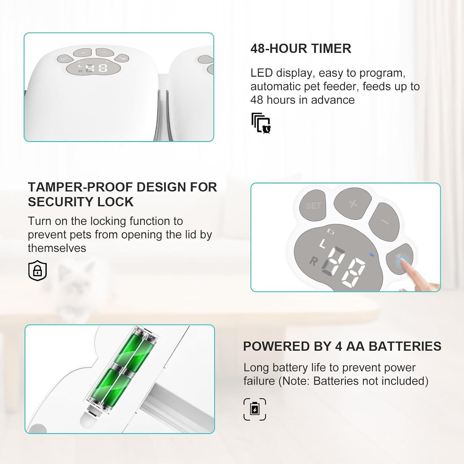 Comedero Automático SKAILING F7 para Gatos y Perros 2 Comidas