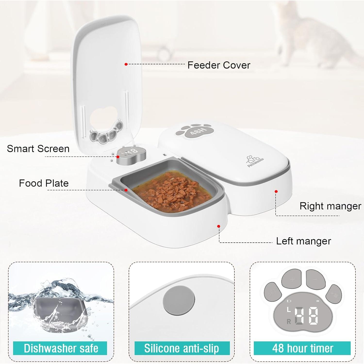 Comedero Automático SKAILING F7 para Gatos y Perros 2 Comidas