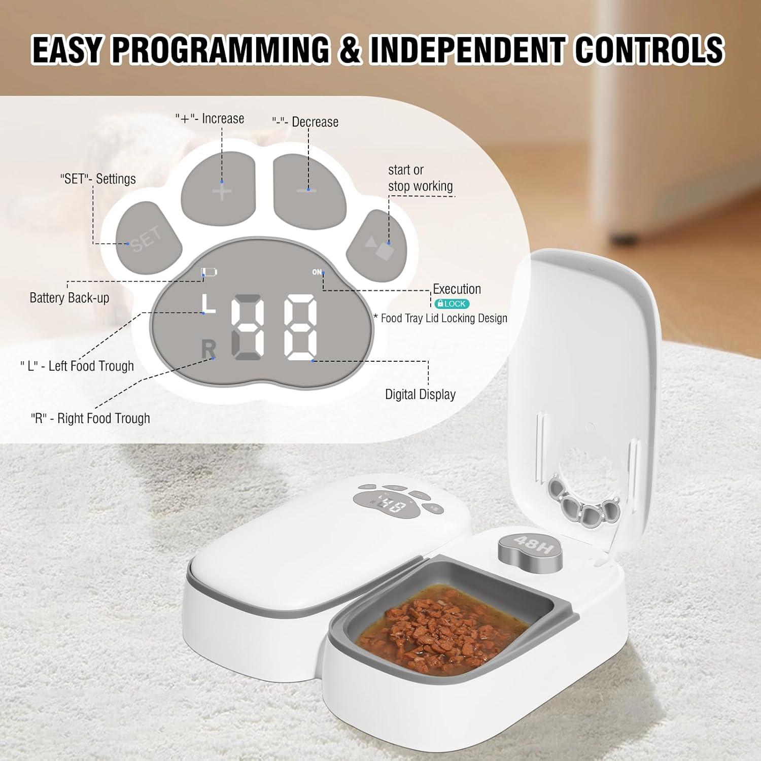 Comedero Automático SKAILING F7 para Gatos y Perros 2 Comidas