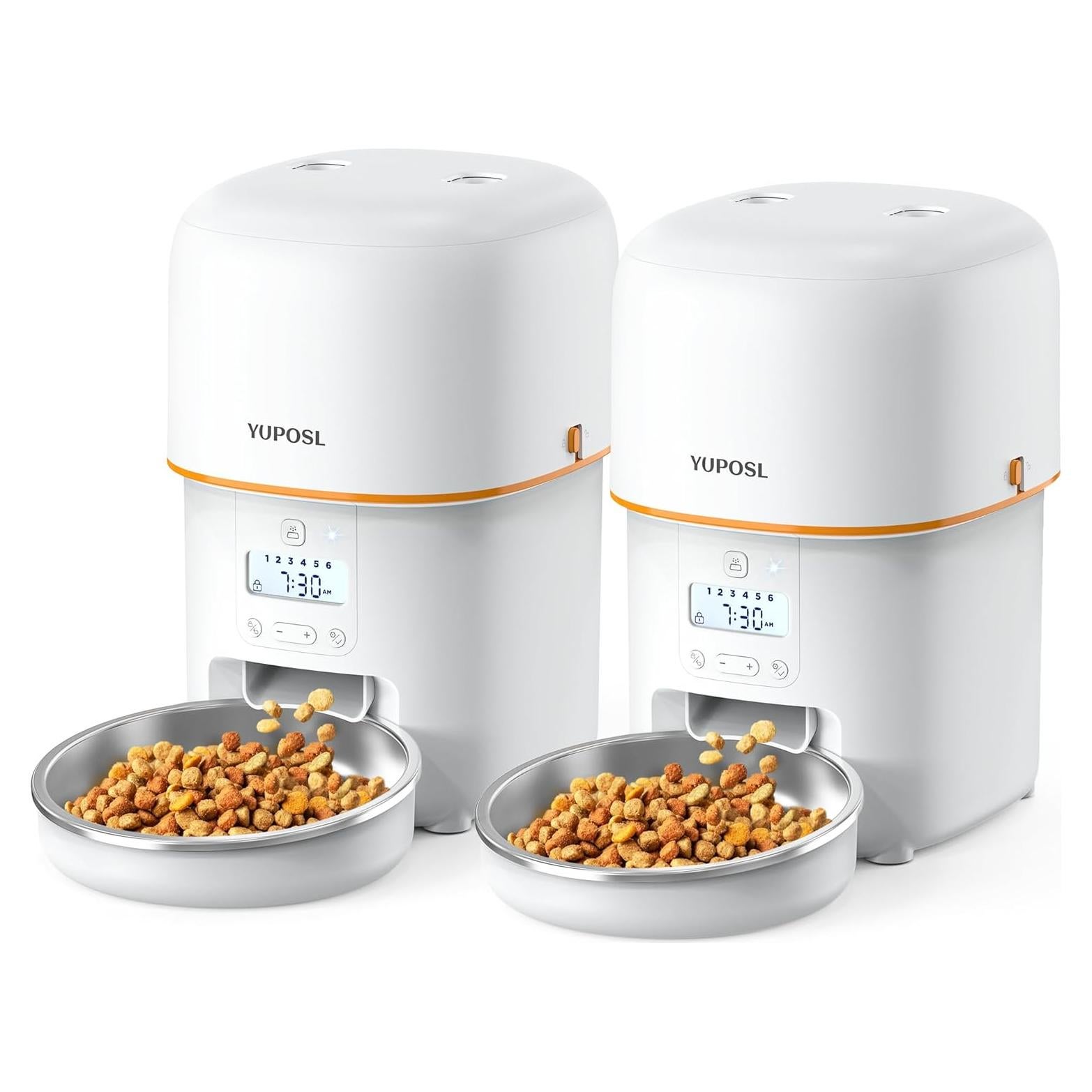 Automatic Cat Feeder for 2 Cats - 2 Pcs 2L Timed Auto Pet Feeder for Cat and Dog with Dry Food Dispenser, 180-day Battery Life, 1-6 Meals Per Day, 1-16 Portion, Desiccant Bag Keeps Food Fresh