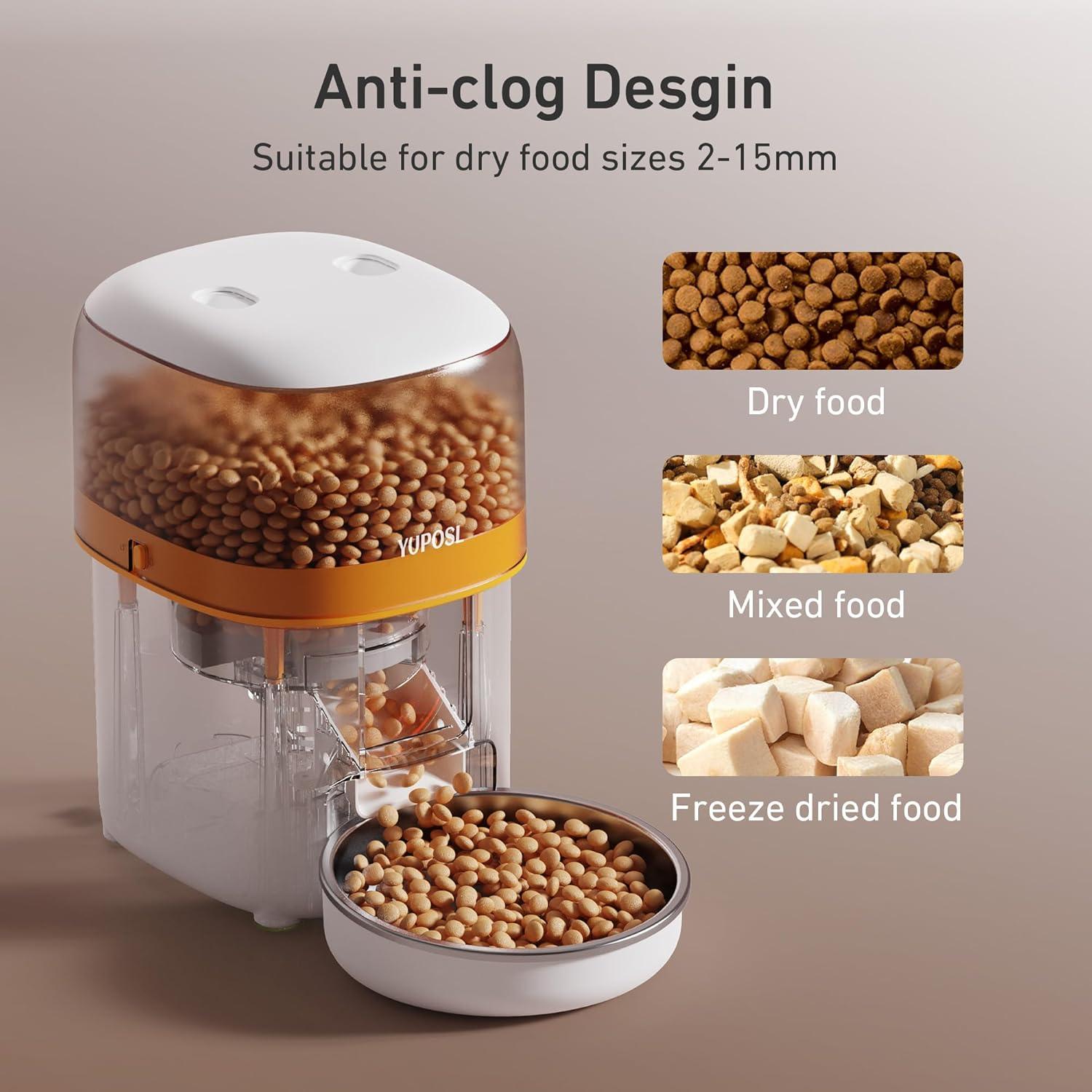 Automatic Cat Feeder for 2 Cats - 2 Pcs 2L Timed Auto Pet Feeder for Cat and Dog with Dry Food Dispenser, 180-day Battery Life, 1-6 Meals Per Day, 1-16 Portion, Desiccant Bag Keeps Food Fresh