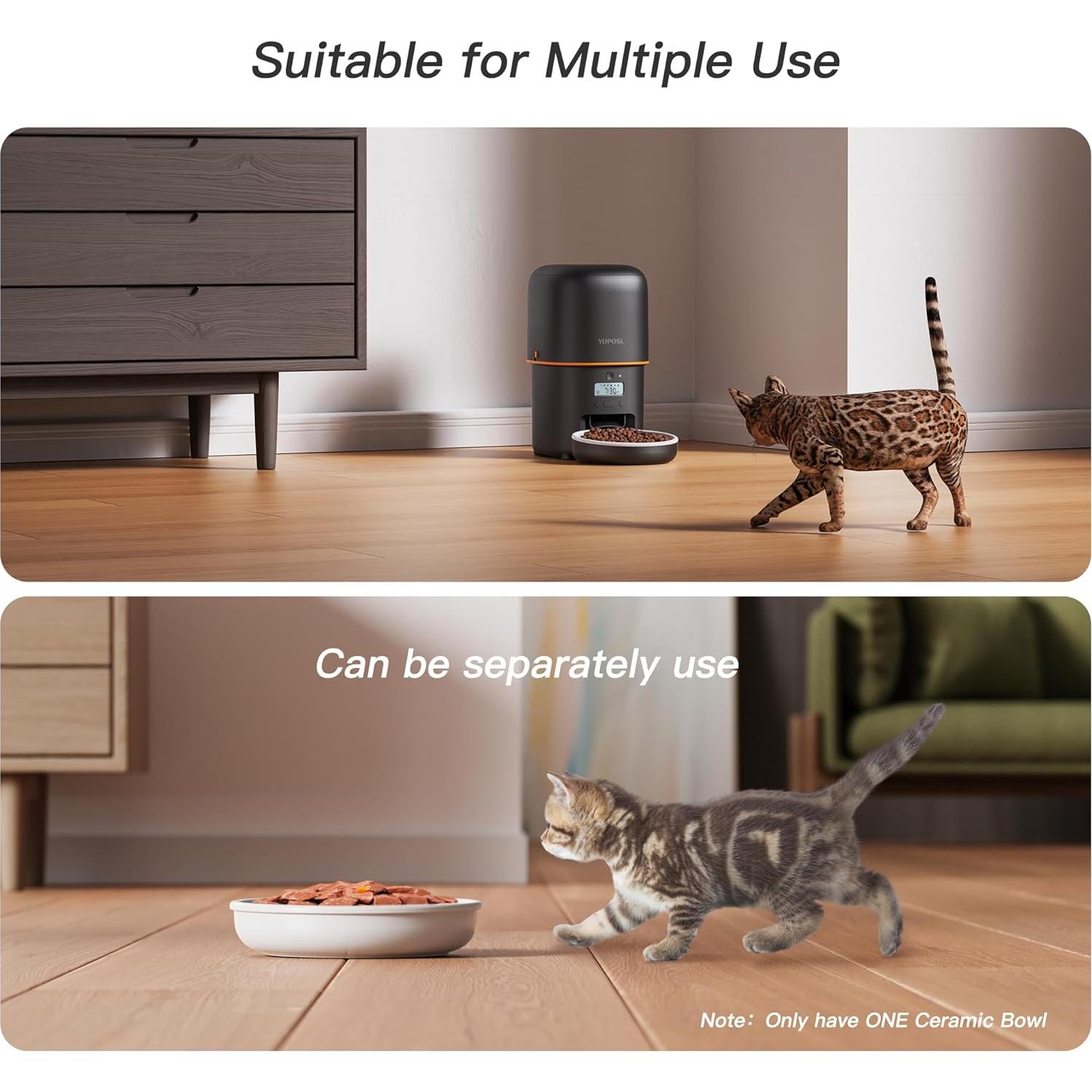 Comedero Automático para Gatos Yuposl 2L Cerámica Negro