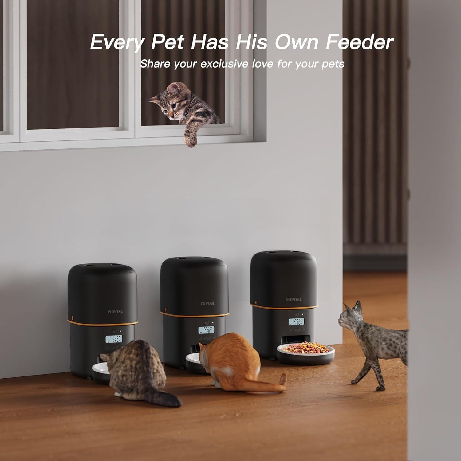 Comedero Automático para Gatos Yuposl 2L Cerámica Negro