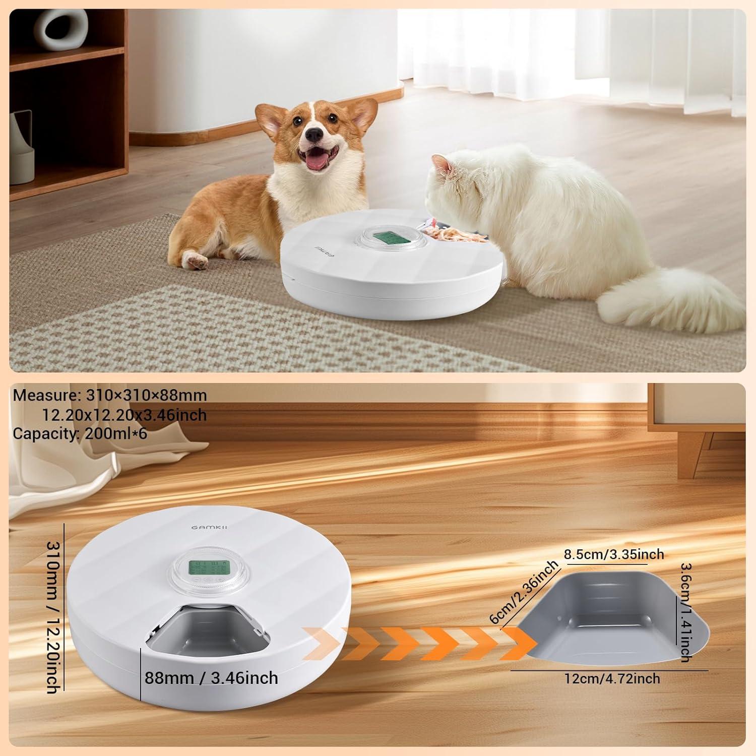Comedero Automático GAMKII para Gatos 6 Comidas Acero Inoxidable